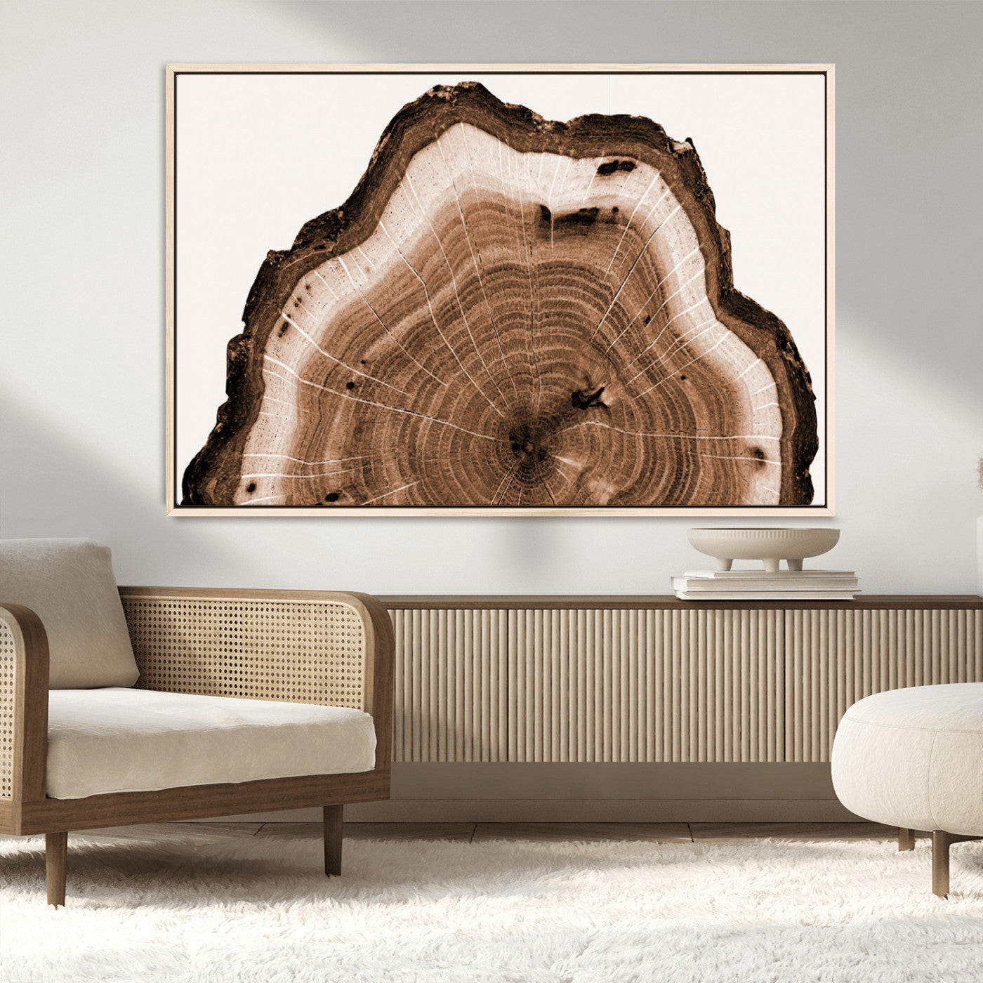 45195-MGV-CV-36X24-Rustic Wood Rings Wall Art | Nature-Inspired Tree Ring Canvas Print | Ready to Hang and Framed for