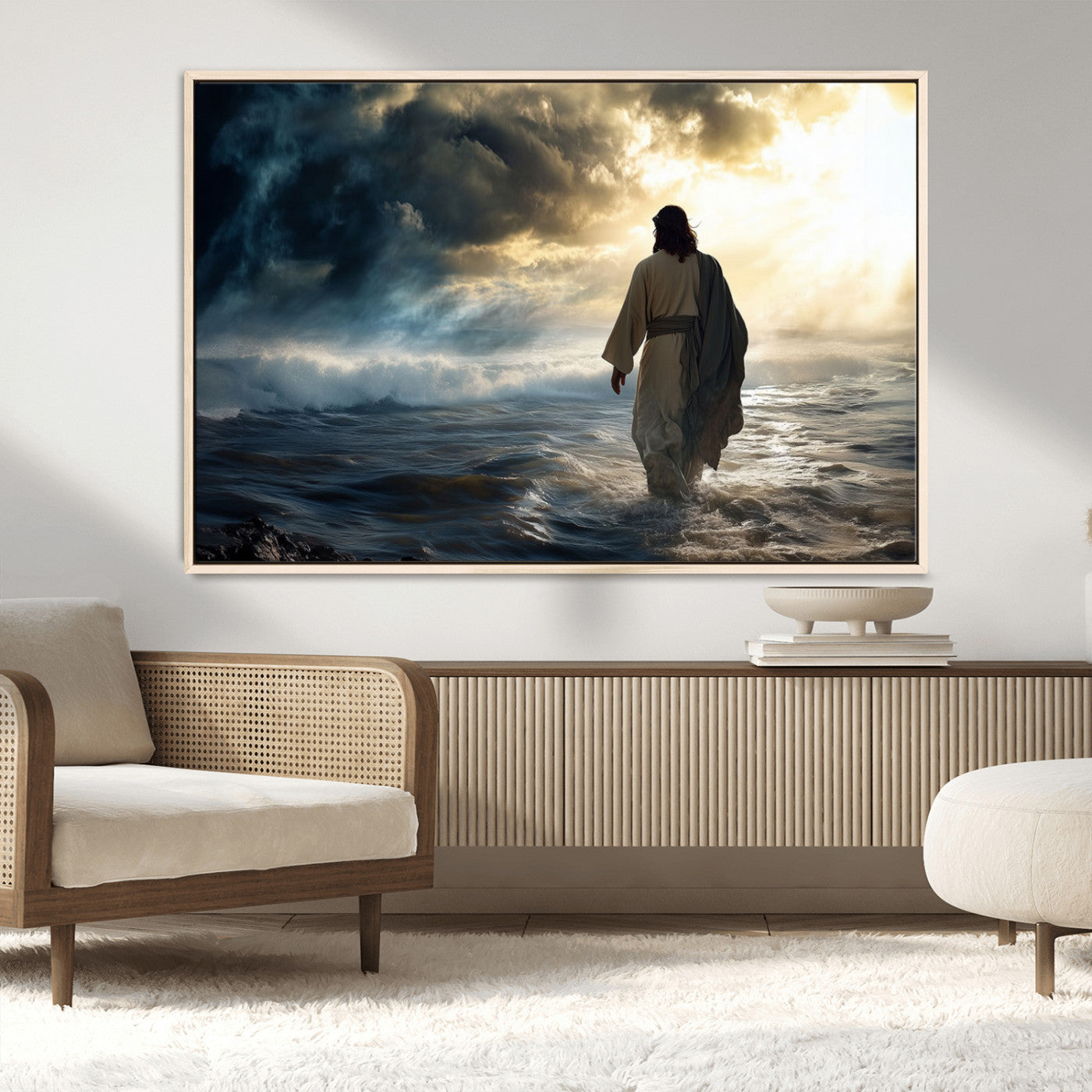MGV-FC-36X24 - Jesus Walking on Water Wall Art | Canvas Print | Ready to Hang | Christian Home Decor | Spiritual