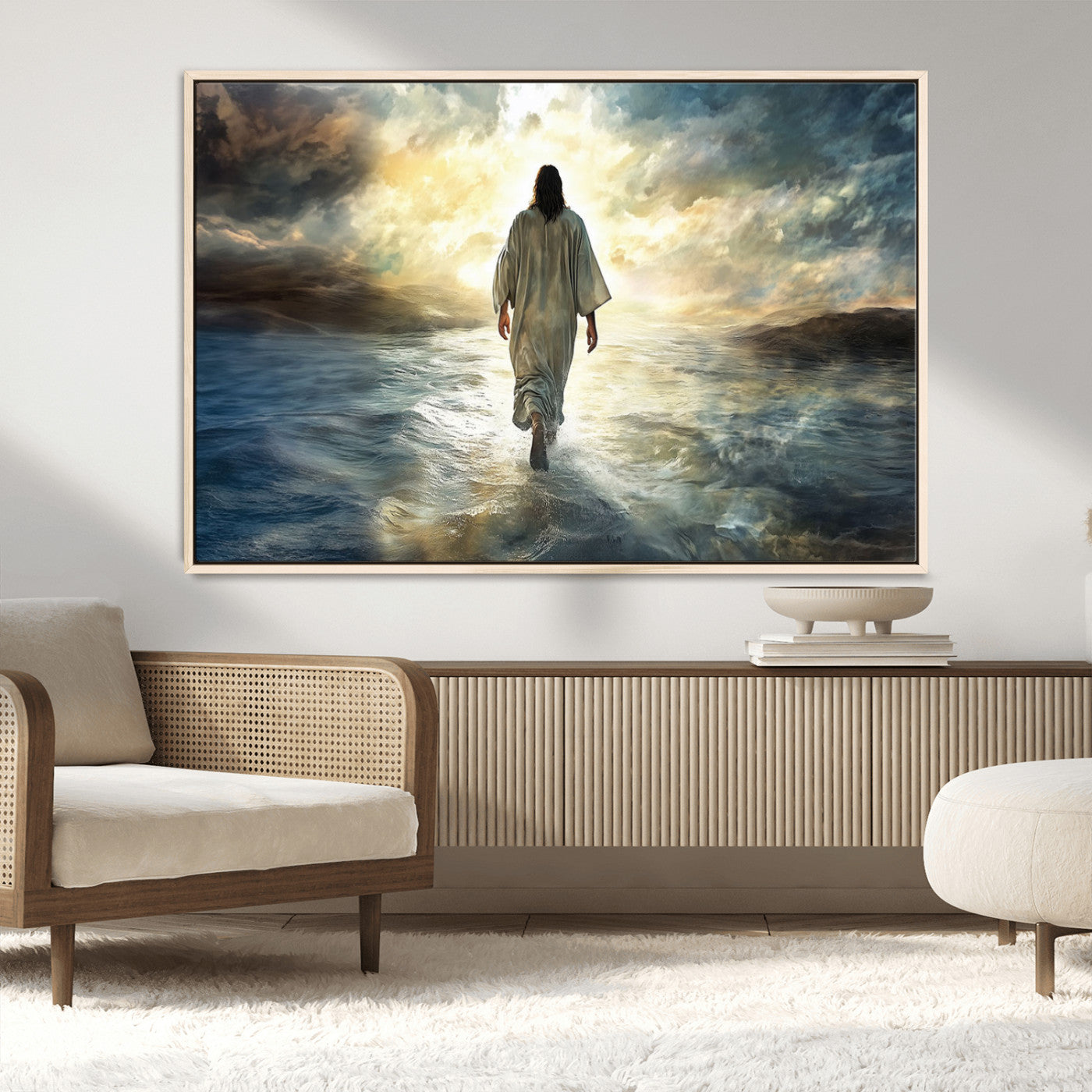 MGV-FC-36X24 - Jesus Walking on Water Wall Art | Canvas Print | Ready to Hang | Christian Home Decor | Spiritual