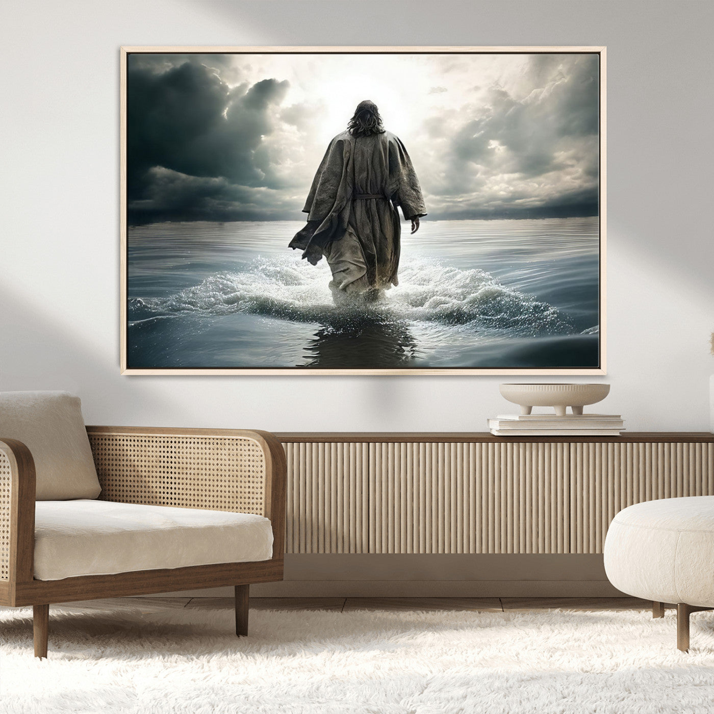 MGV-FC-36X24 - Jesus Walking on Water Wall Art | Canvas Print | Ready to Hang | Christian Home Decor | Spiritual