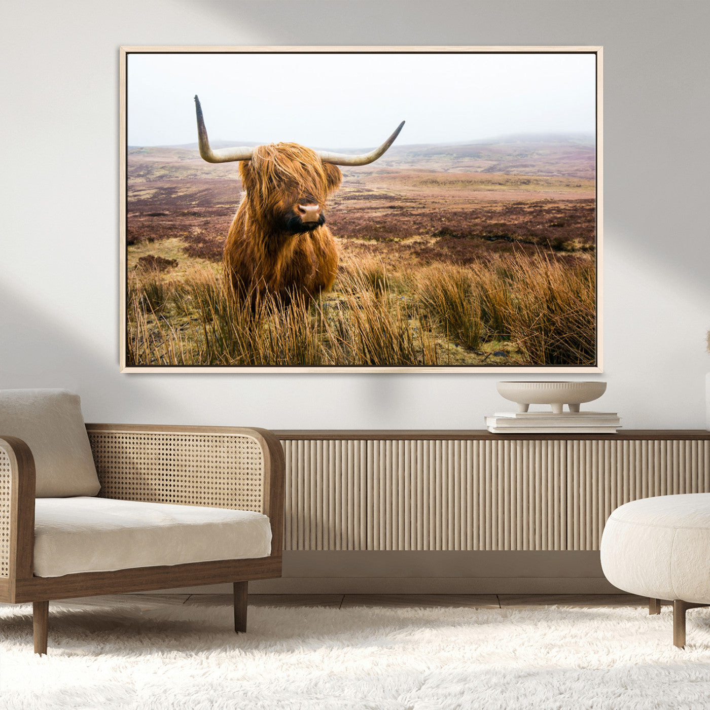 97274-MGV-CV-36X24-Scottish Highland Cow Canvas Wall Art – Rustic Farmhouse Charm with Highland Cattle – Ready to Hang