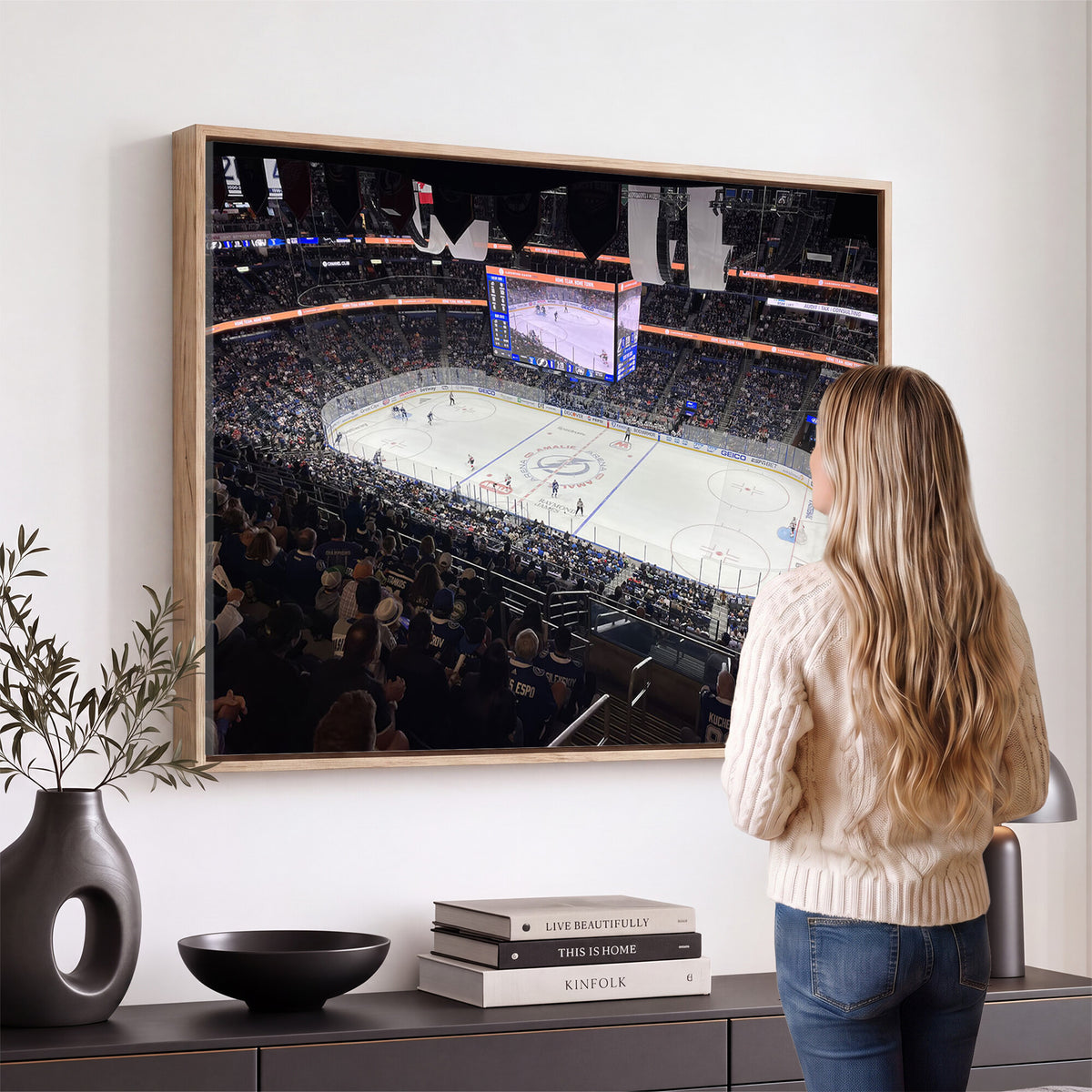 51641-MGV-CV-36X24 - Amalie Arena Florida Wall Art Canvas Print, NHL Hockey, Framed and Ready to Hang