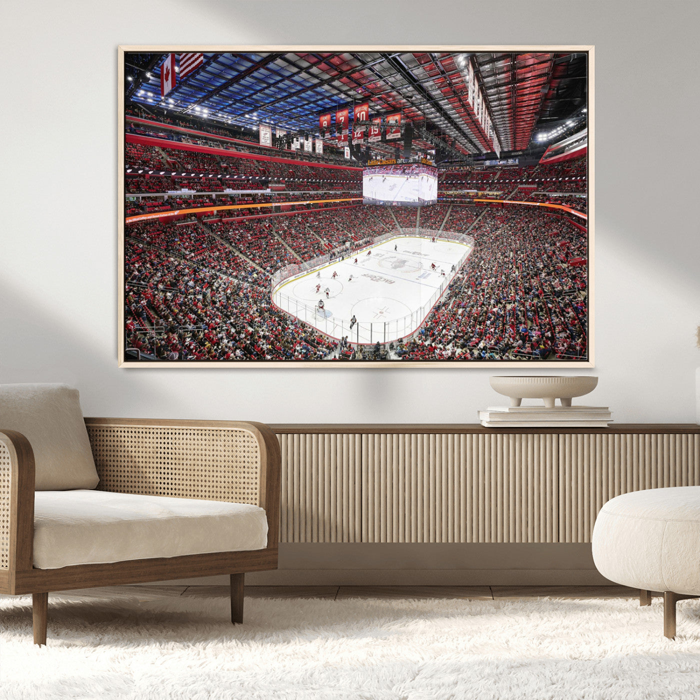MGV-FC-36X24 - Barton Malow Little Caesars Arena Detroit Wall Art Canvas Print - Detroit Hockey and Basketball