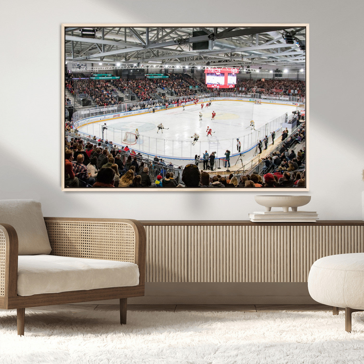 MGV-FC-36X24 - Lausanne Arena Ice Hockey Stadium Wall Art Canvas Print, Framed Lausanne Arena Ice Hockey Canvas