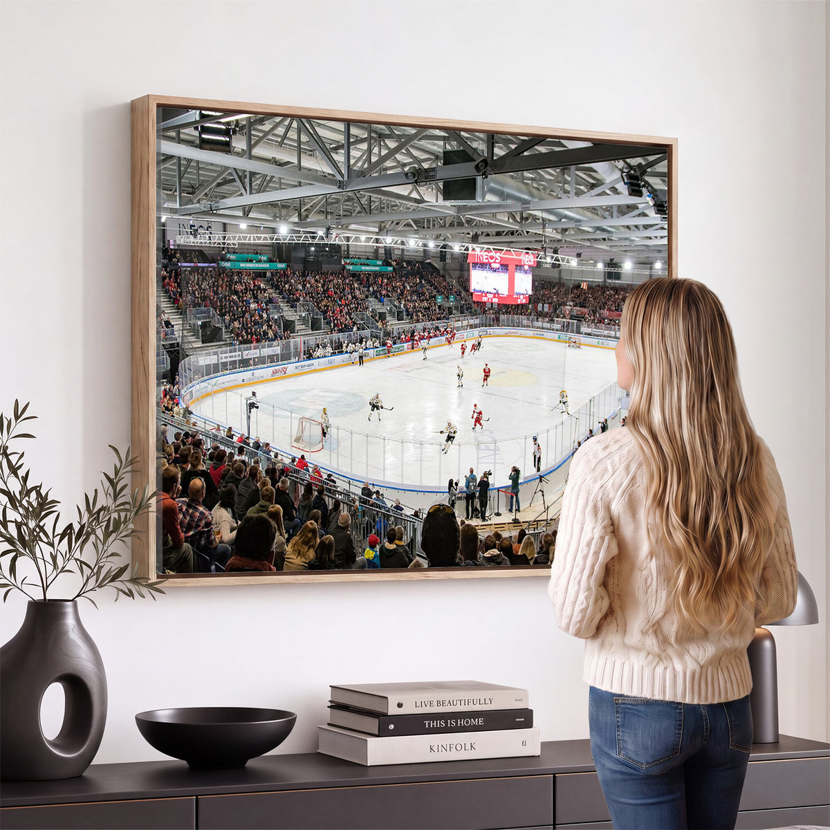 79352-MGV-CV-36X24 - Lausanne Arena Ice Hockey Stadium Wall Art Canvas Print