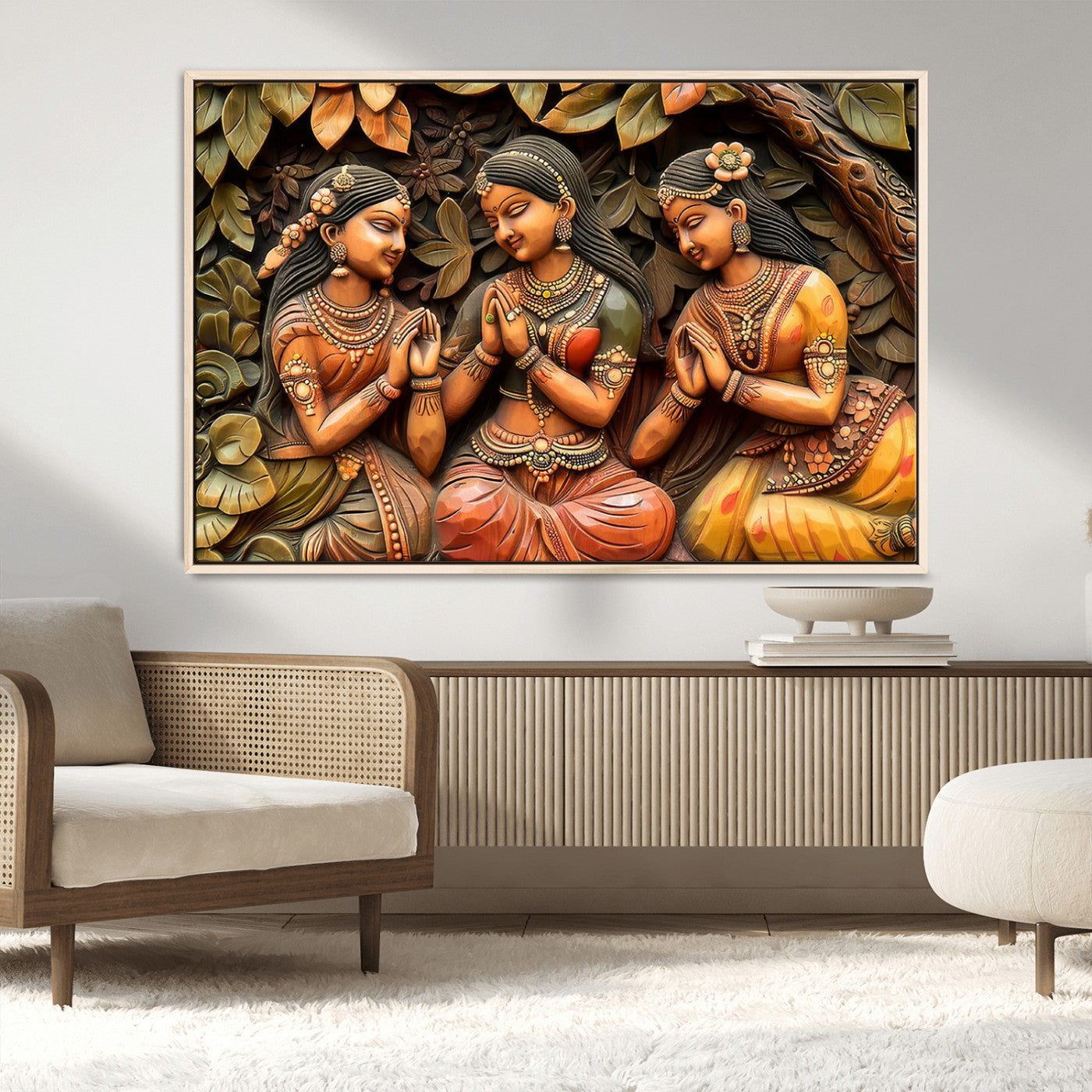 MGV-FC-36X24 - Indian Woman Statue Wall Art Canvas Print
