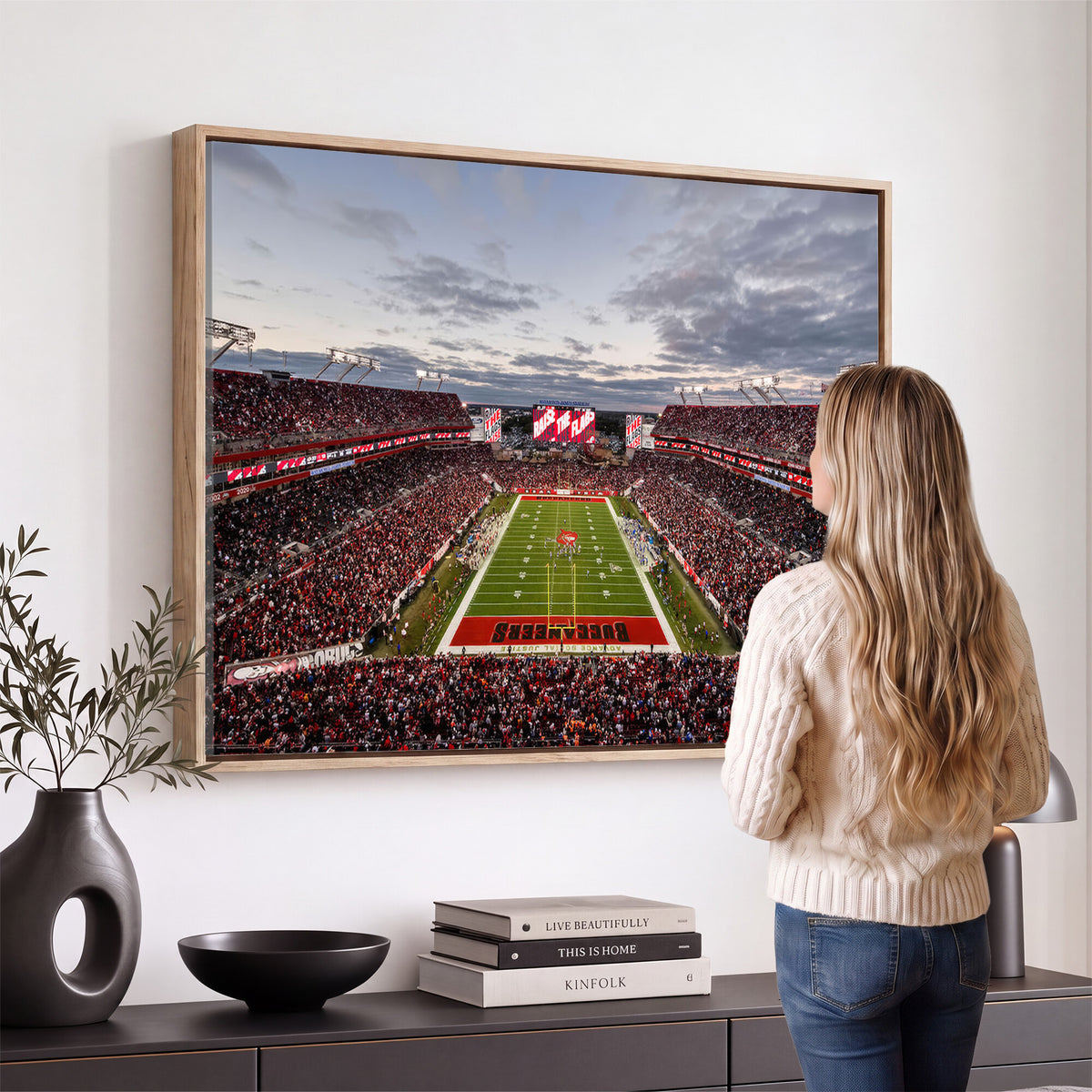 35698-MGV-CV-36X24 - Florida Tampa Raymond James Stadium Wall Art Canvas Print - NFL Football Stadium Print Canvas