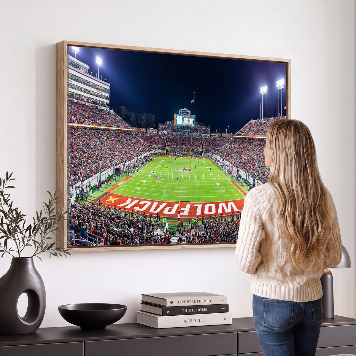 23086-MGV-CV-36X24 - NC State Wolfpack Canvas Print - Raleigh Carter-Finley Stadium Wall Art, Football Team Canvas Print