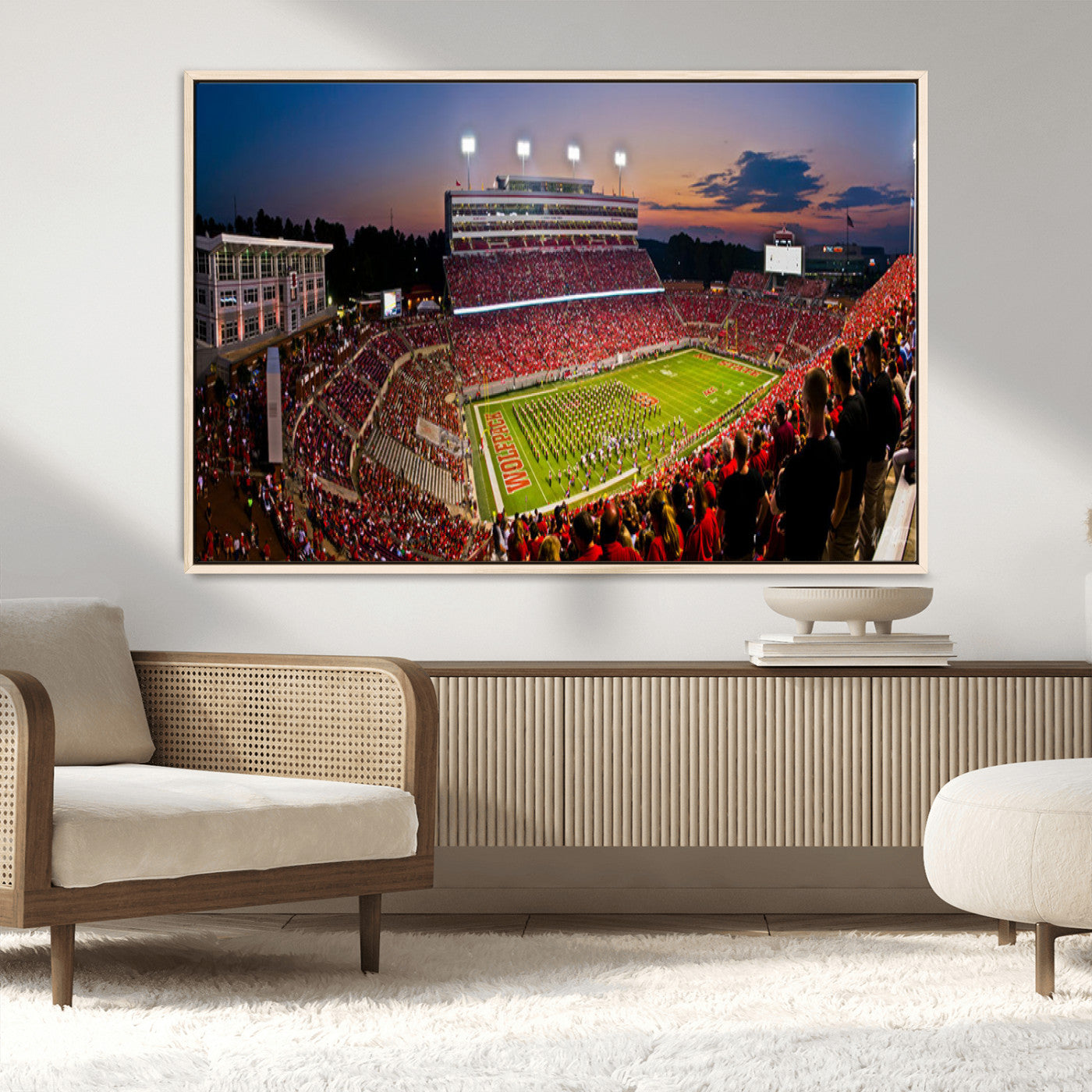 MGV-FC-36X24 - NC State Wolfpack Football Team Print - Raleigh Carter-Finley Stadium Wall Art Canvas Print