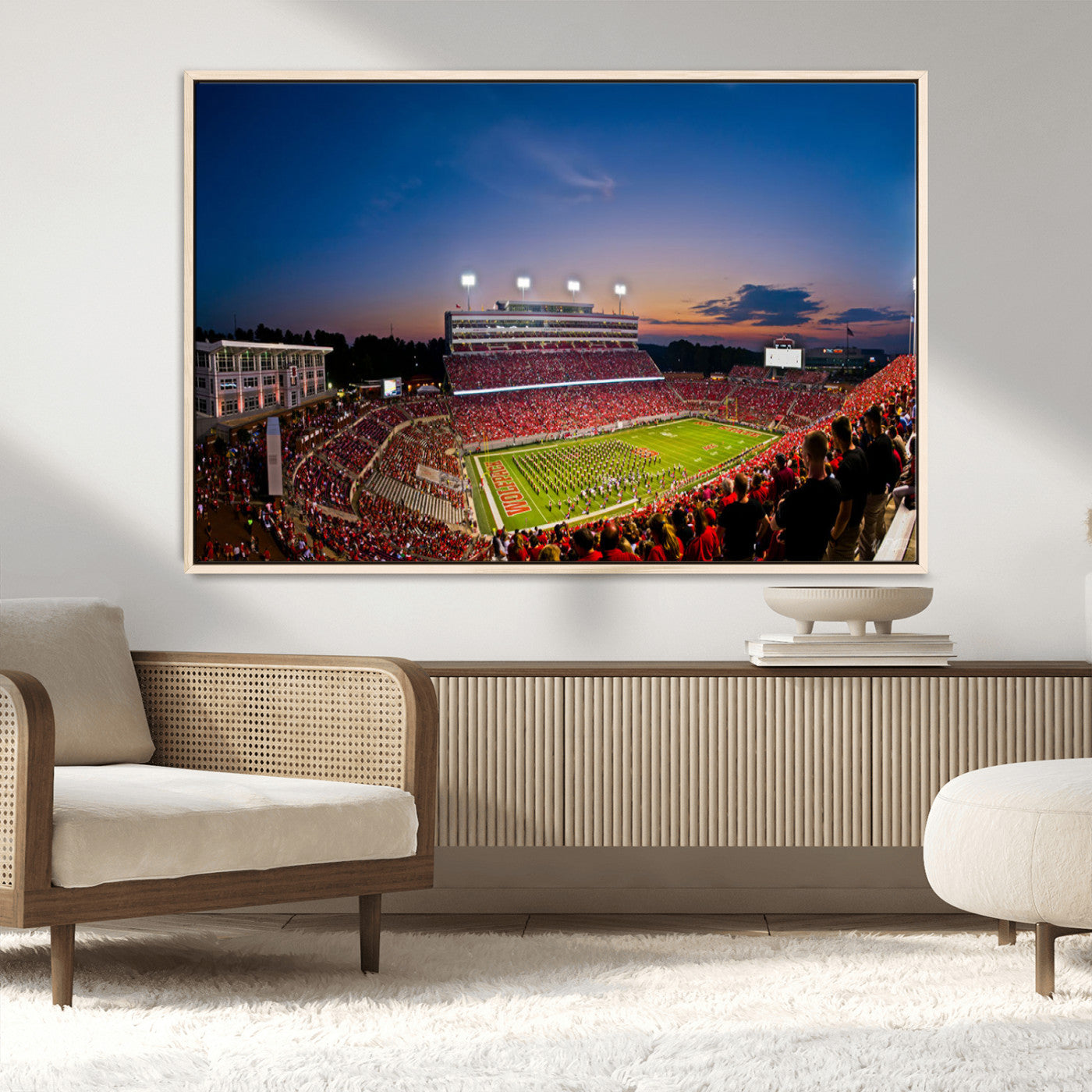 MGV-FC-36X24 - NC State Wolfpack Football Team Print - Raleigh Carter-Finley Stadium Wall Art Canvas Print