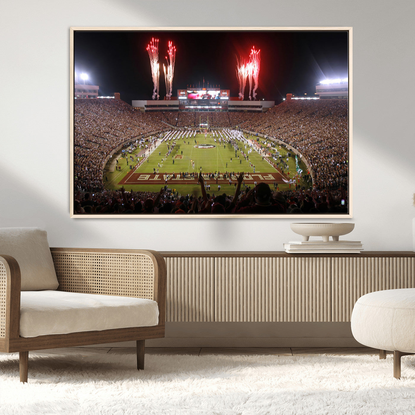 MGV-FC-36X24 - Framed Florida State Seminoles Football Team Print - Tallahassee Doak Campbell Stadium Wall Art