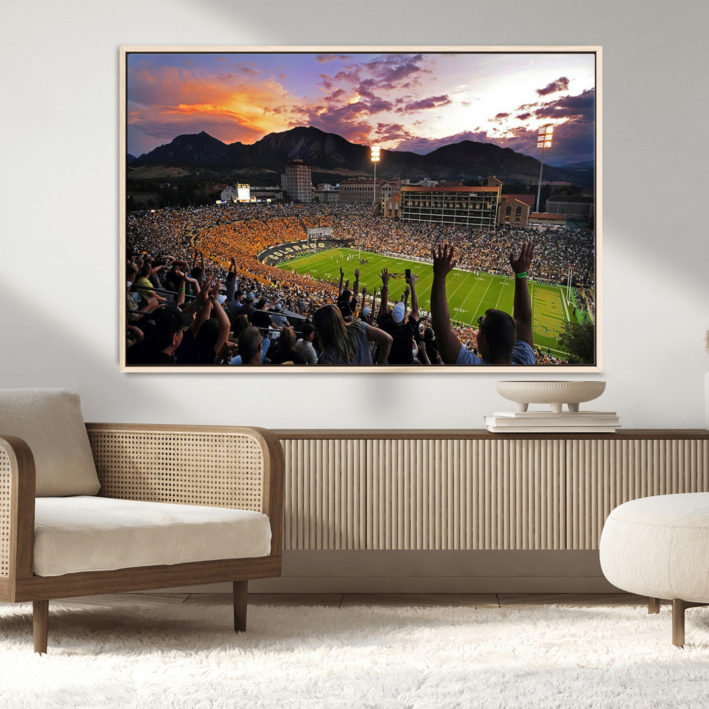 MGV-FC-36X24 - Framed Colorado Buffaloes Football Team Print - Boulder Folsom Field Stadium Wall Art Canvas Print