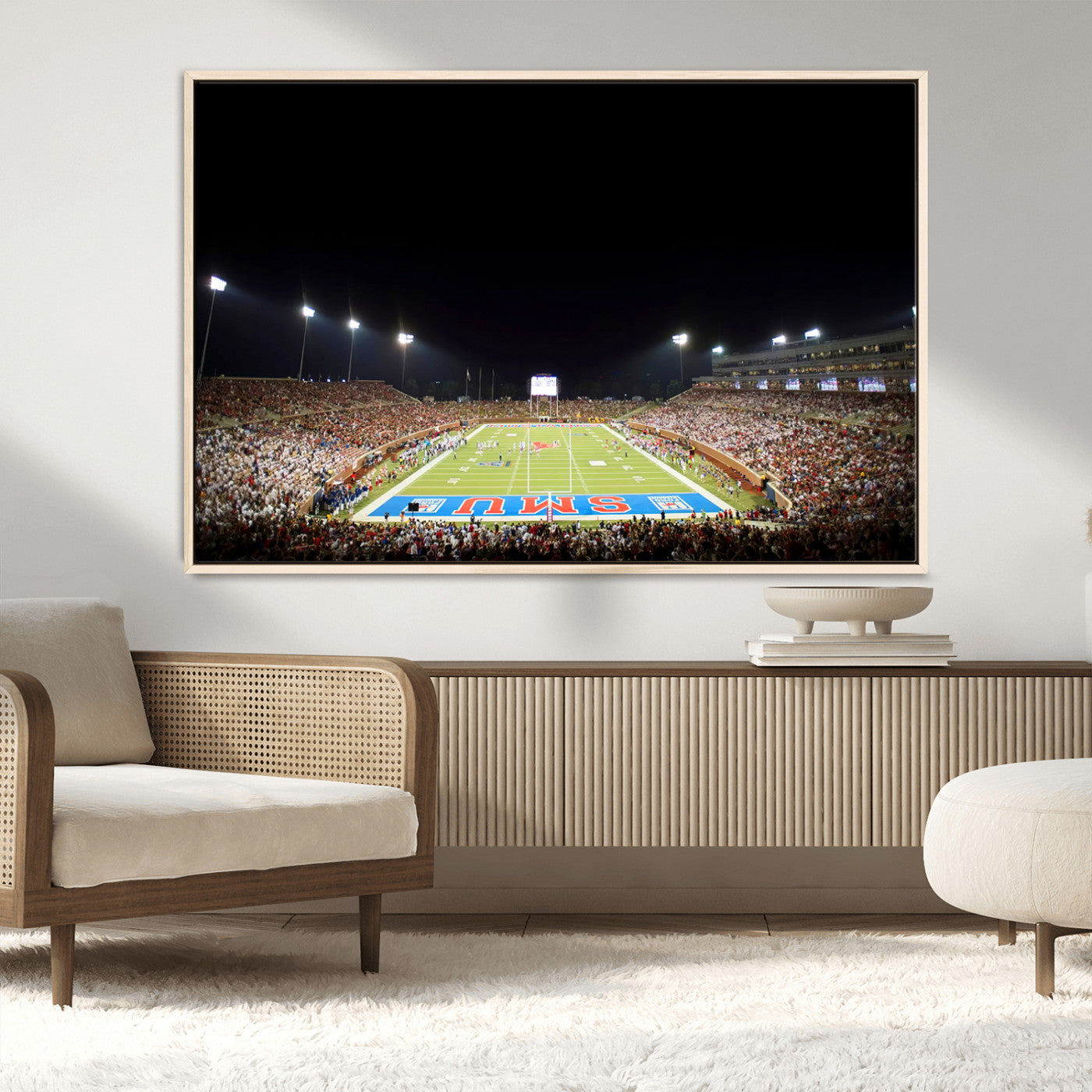 MGV-FC-36X24 - SMU Mustangs Football Team Print - Dallas Gerald J. Ford Stadium Wall Art Canvas Print