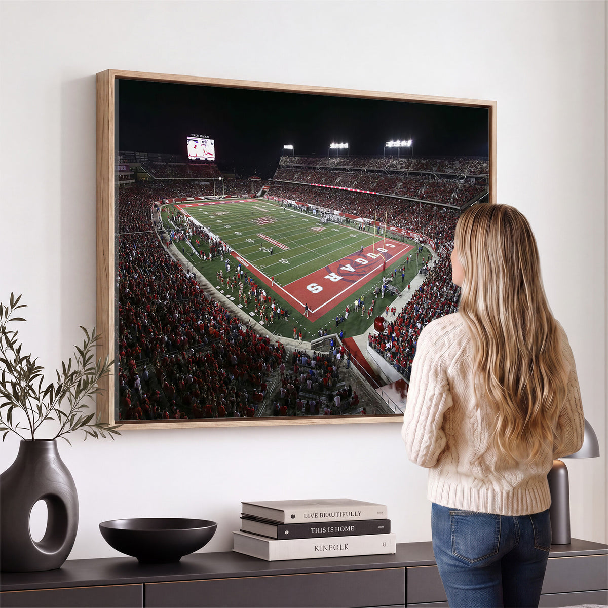 94207-MGV-CV-36X24 - Houston Cougars Football Team Print - Houston TDECU Stadium Wall Art Canvas Print