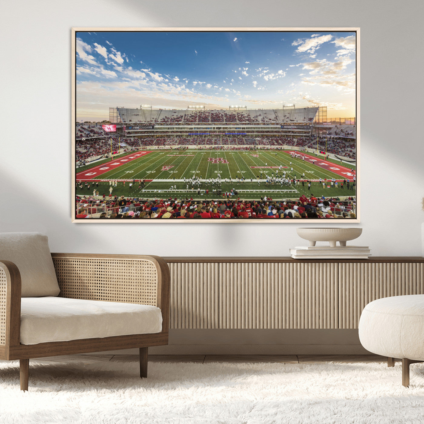 MGV-FC-36X24 - Framed Houston Cougars Football Team Print - Houston TDECU Stadium Wall Art Canvas Print