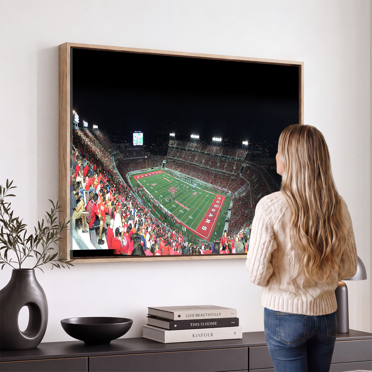 67036-MGV-CV-36X24 - Houston Cougars Football Team Print - Houston TDECU Stadium Wall Art Canvas Print
