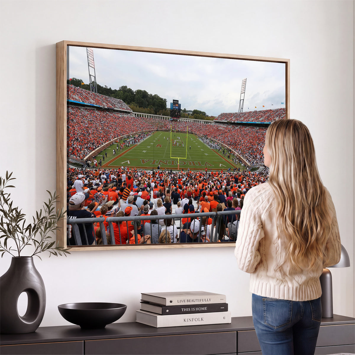63606-MGV-CV-36X24 - Virginia Cavaliers Football Team Print, Charlottesville, Extra Large Game Room Wall Decor
