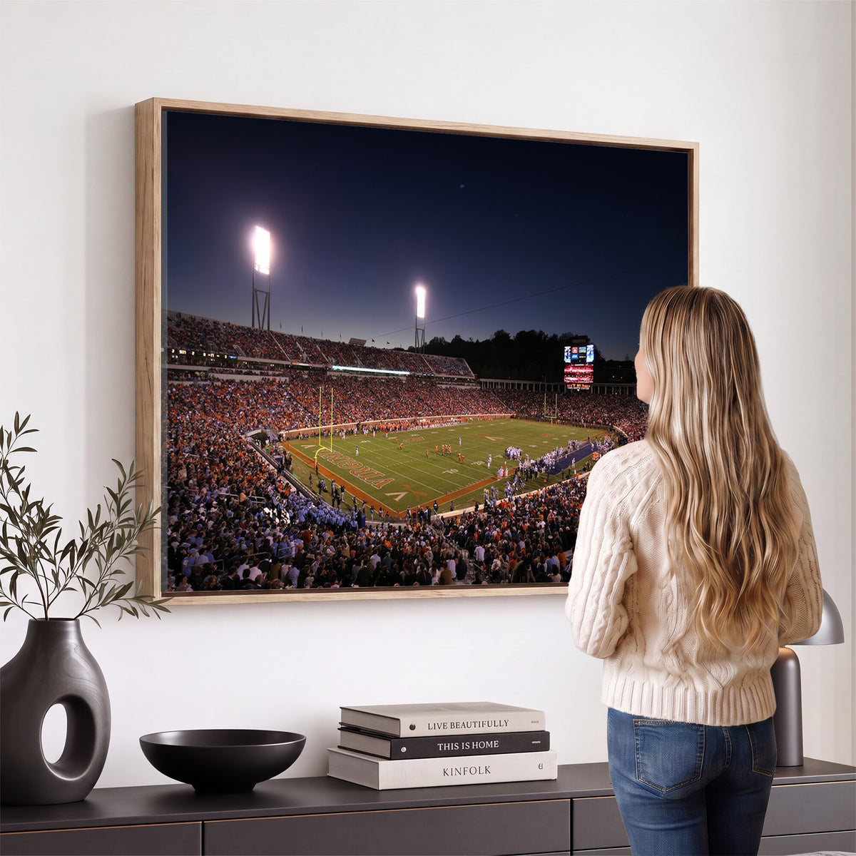 69378-MGV-CV-36X24 - Virginia Cavaliers Football Team Print - Charlottesville Scott Stadium Canvas Print Wall Art