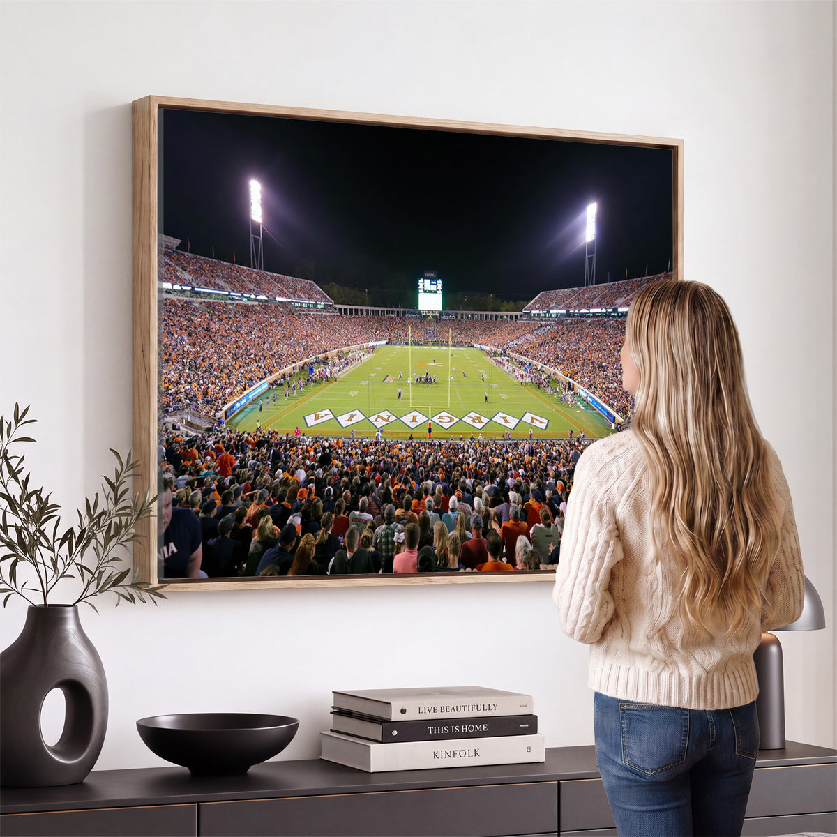 98441-MGV-CV-36X24 - Virginia Cavaliers Football Team Print - Charlottesville Scott Stadium Wall Art Canvas Print