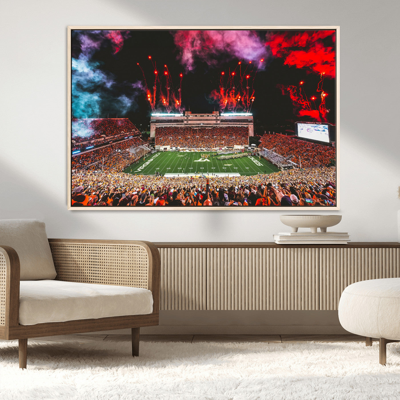 MGV-FC-36X24 - Virginia Tech Hokies Football Team Print - Blacksburg Lane Stadium Wall Art Canvas Print