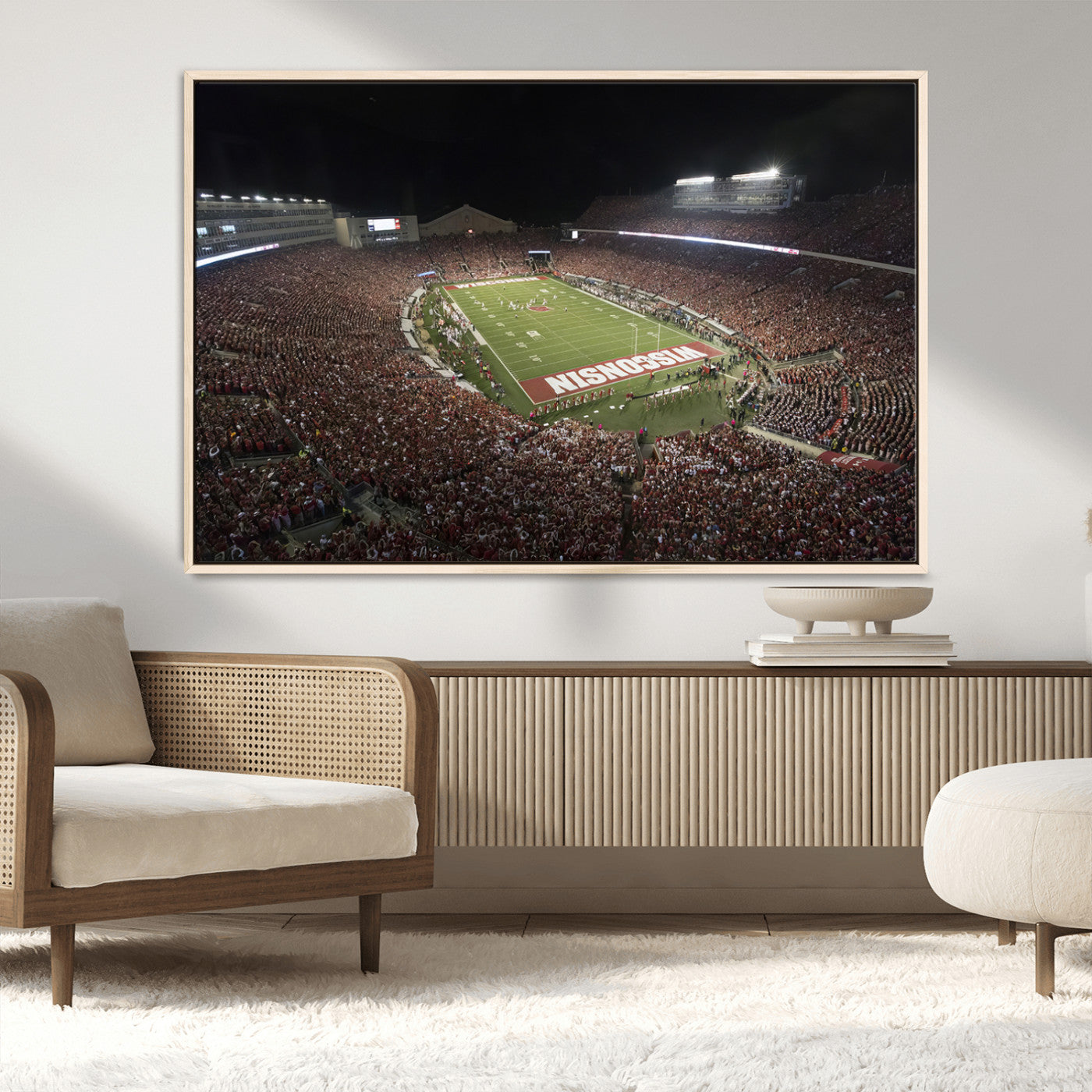 MGV-FC-36X24 - Wisconsin Badgers Football Team Print - Madison Camp Randall Stadium Wall Art Canvas Print