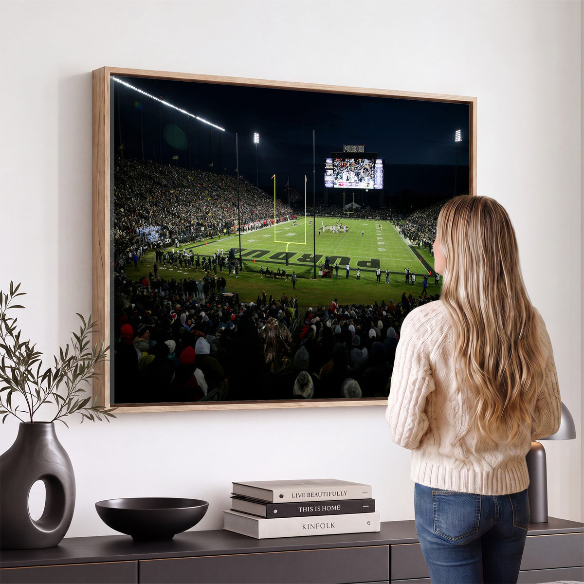 60140-MGV-CV-36X24 - Purdue Boilermakers Football Team Print - West Lafayette Ross–Ade Stadium Wall Art Canvas Print