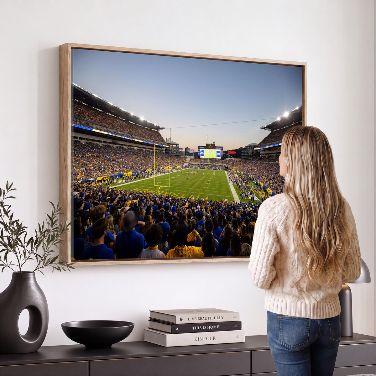 41853-MGV-CV-36X24 - Pittsburgh Panthers Football Team Print - Pittsburgh Acrisure Stadium Wall Art Canvas Print