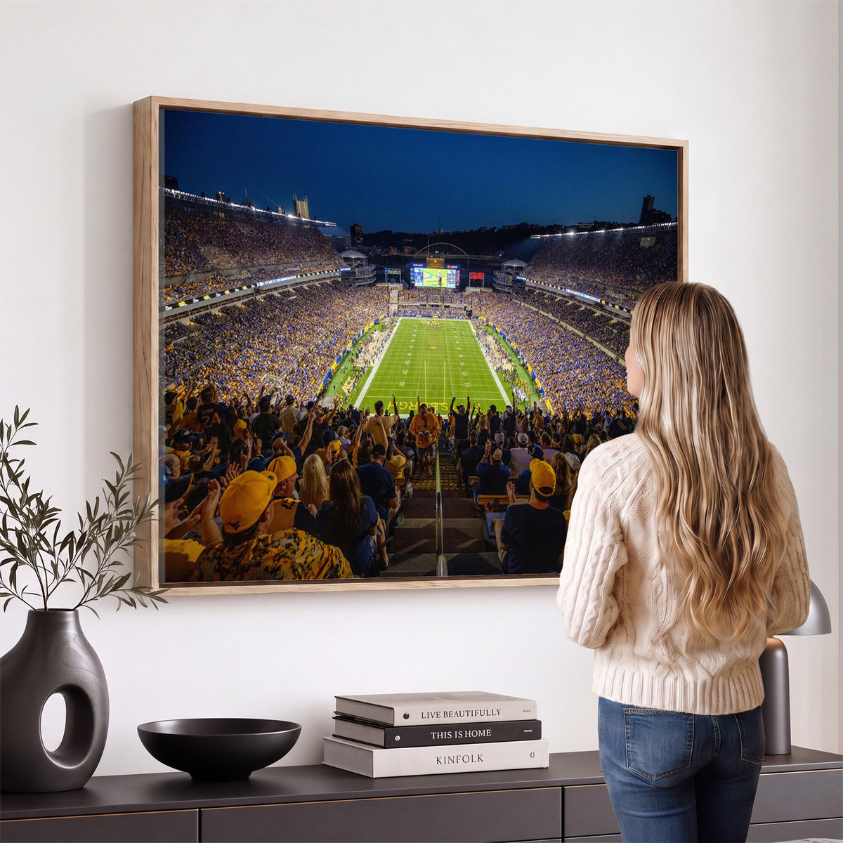 62297-MGV-CV-36X24 - Pittsburgh Panthers Football Team Print - Pittsburgh Acrisure Stadium Wall Art Canvas Print
