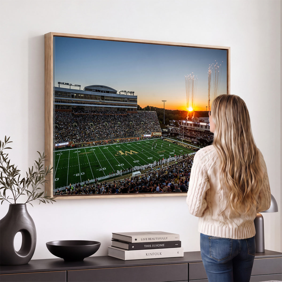 29253-MGV-CV-36X24 - Demon Deacons Football Team Print Canvas- Winston-Salem Allegacy Federal Credit Union Stadium Wall