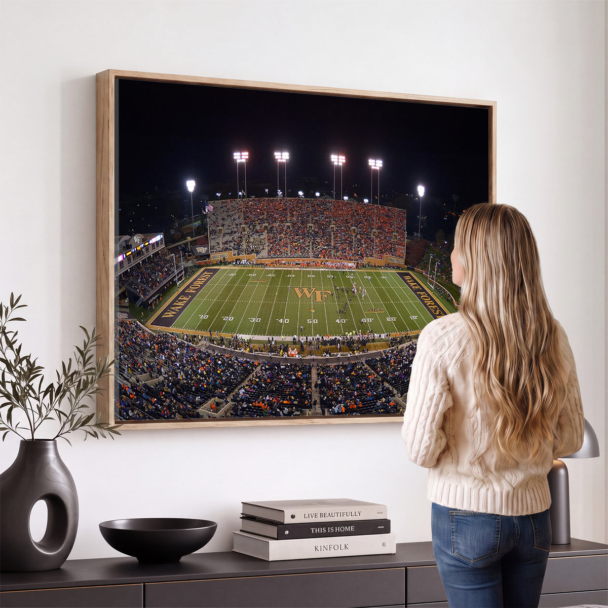 26033-MGV-CV-36X24 - Demon Deacons Print Canvas, Football Team Print