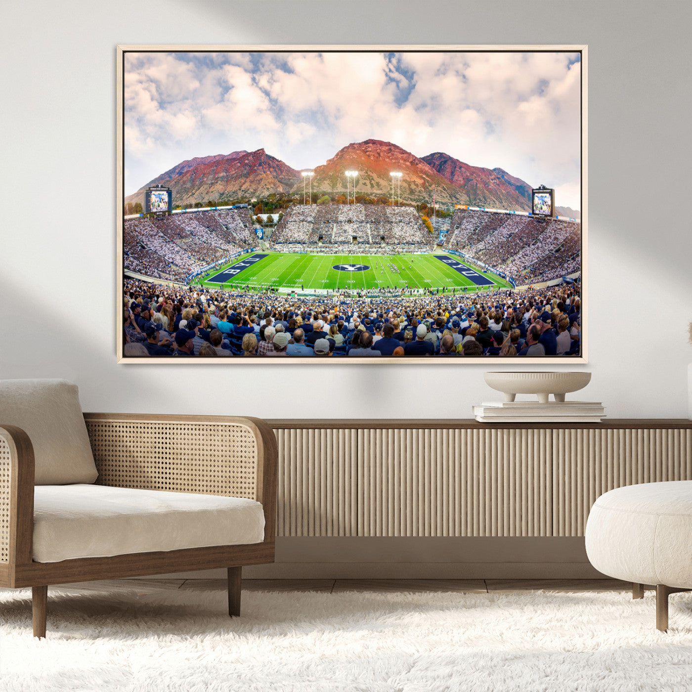 MGV-FC-36X24 - Brigham Young University Cougars Football Team Print - Provo LaVell Edwards Stadium Wall Art Canvas