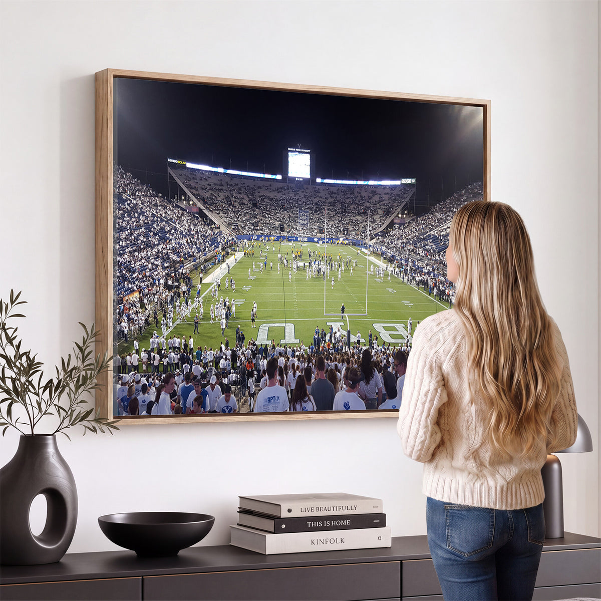 65036-MGV-CV-36X24 - Brigham Young University Cougars Football Print Canvas - Provo LaVell Edwards Stadium Wall Art