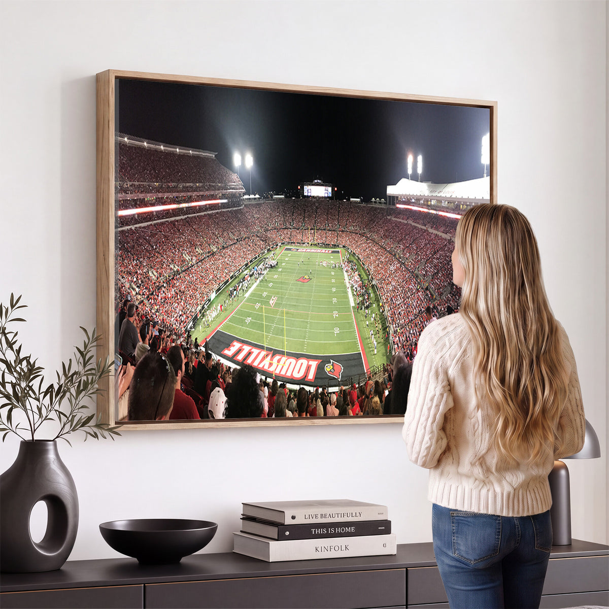 52267-MGV-CV-36X24 - University of Louisville Cardinals Football Team Print - Louisville Cardinal Stadium Wall Art Canvas