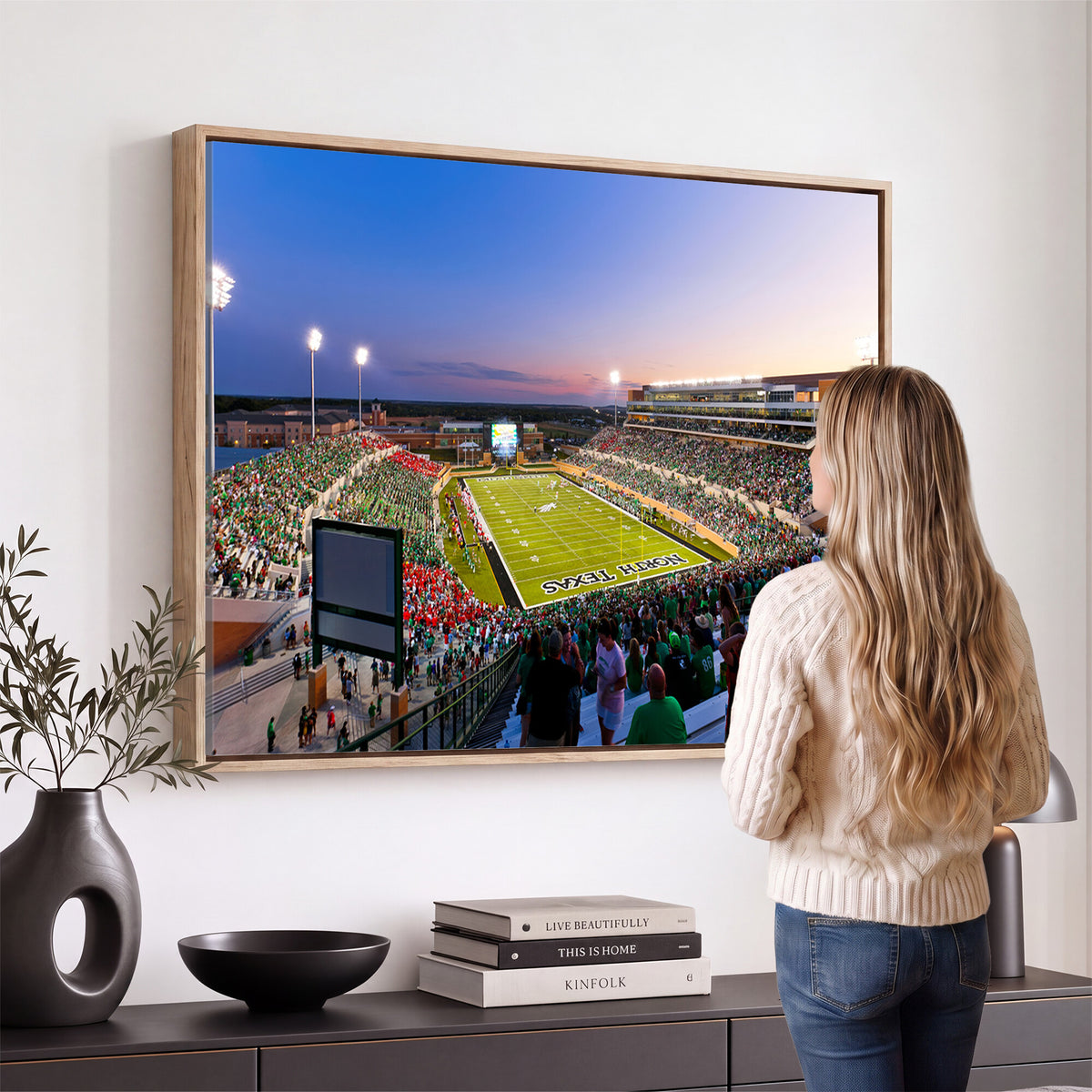 25916-MGV-CV-36X24 - University of North Texas Mean Green Football Team Print - Denton DATCU Stadium Canvas Print Wall