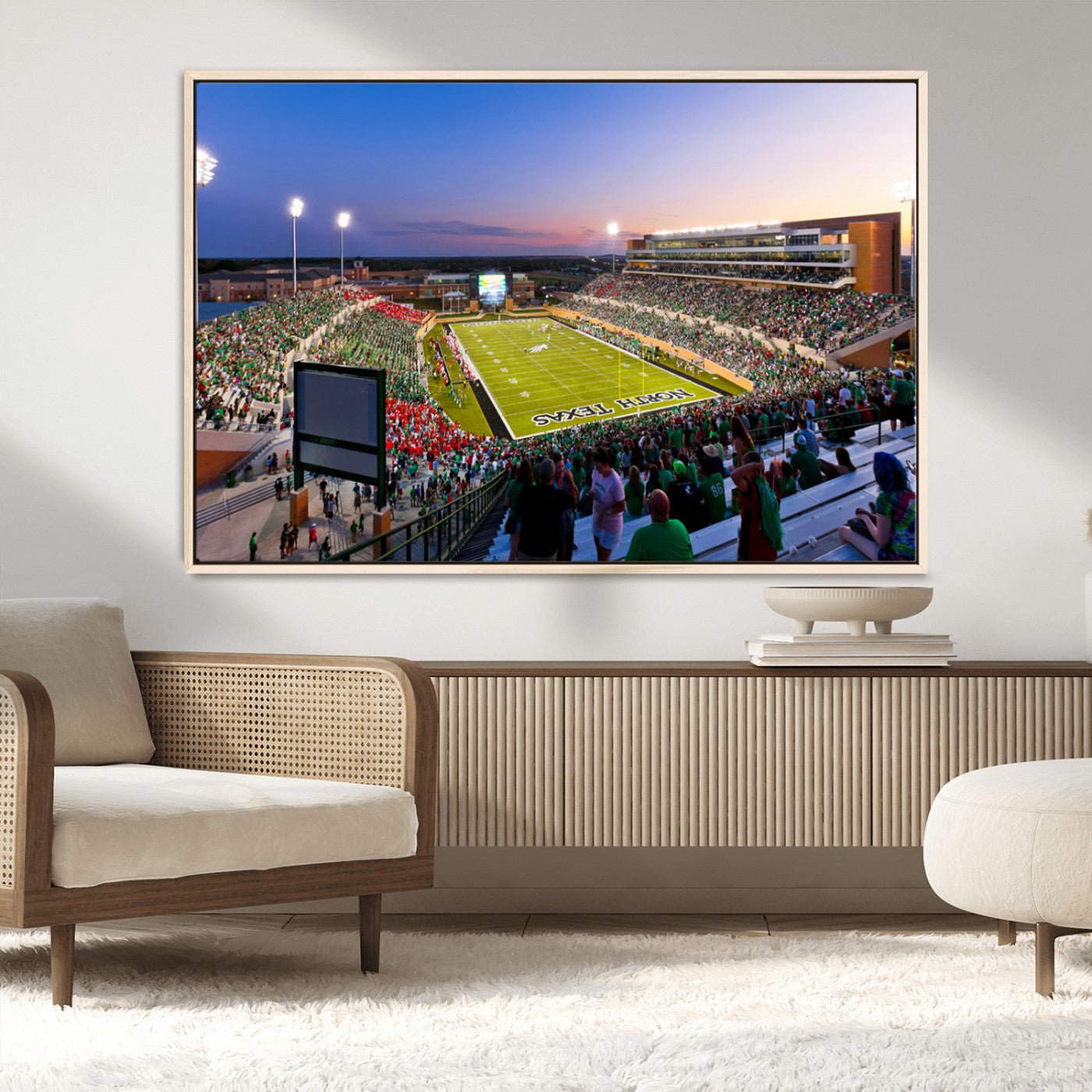 MGV-FC-36X24 - University of North Texas Mean Green Football Team Print - Denton DATCU Stadium Wall Art Canvas