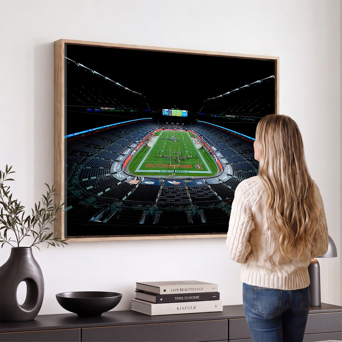 14797-MGV-CV-36X24 - Denver Broncos Football Team Print Canvas- Denver Empower Field at Mile High Stadium Wall Art Canvas