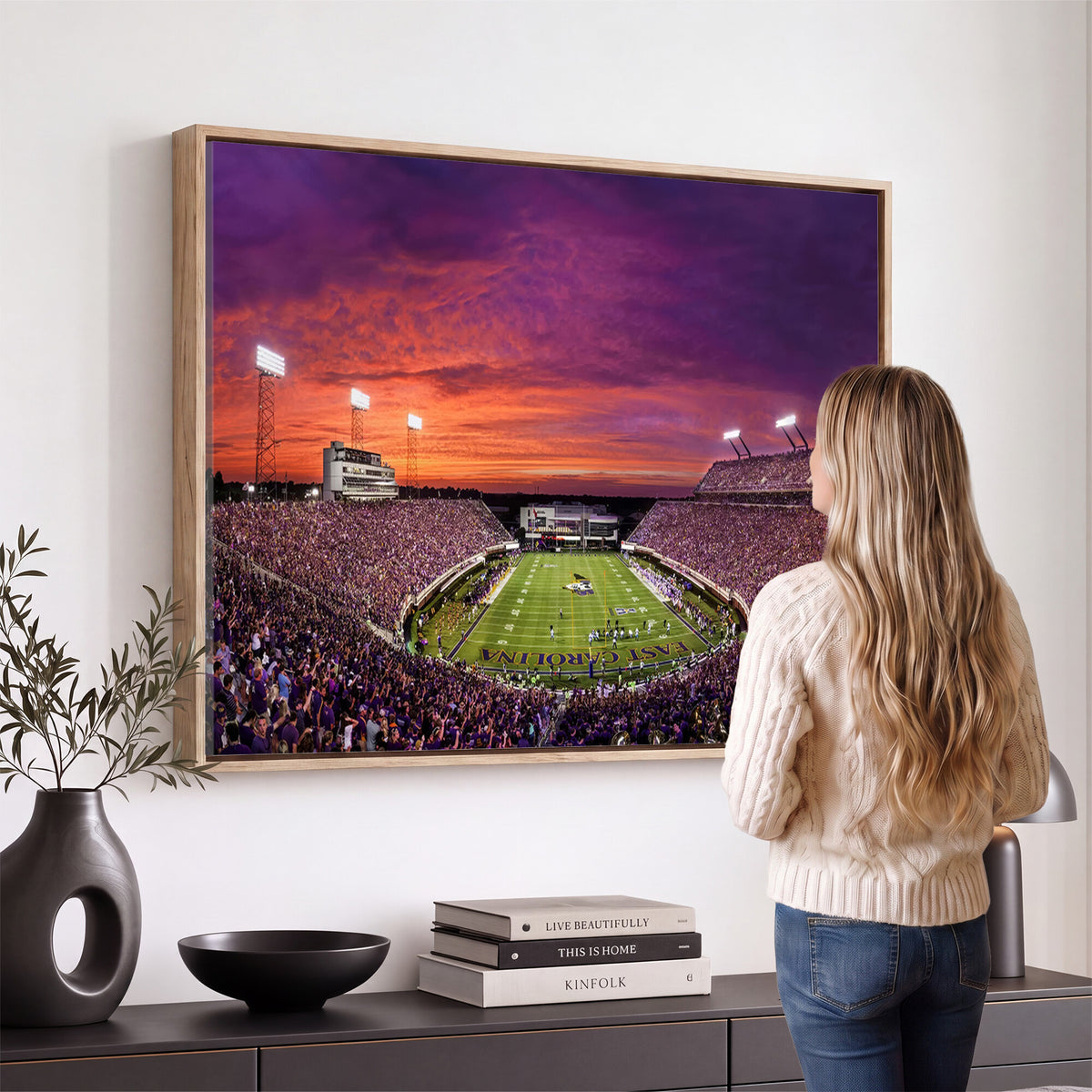 88575-MGV-CV-36X24 - East Carolina University Pirates Football Print Canvas- Greenville Dowdy-Ficklen Stadium Wall Art
