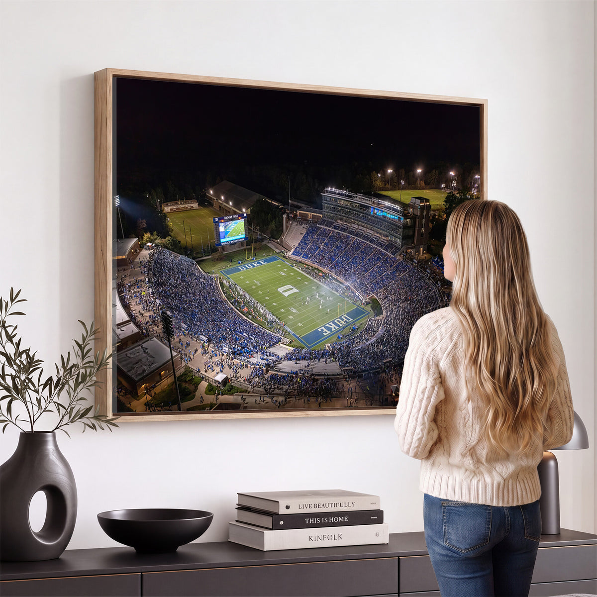 42347-MGV-CV-36X24 - Duke University Blue Devils Football Print Canvas - Durham Wallace Wade Stadium Wall Art Canvas