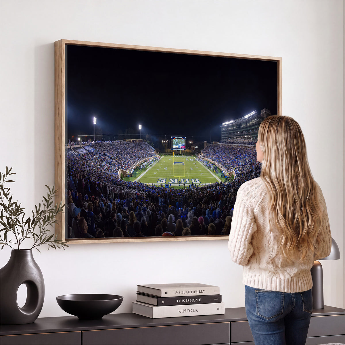 21070-MGV-CV-36X24 - Duke University Blue Devils Football Team Print - Durham Wallace Wade Stadium Wall Art Canvas Print