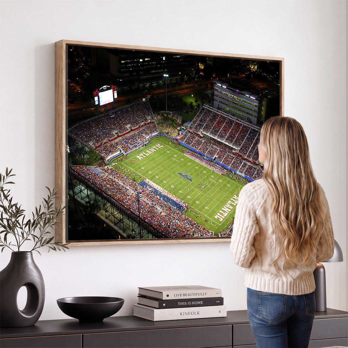 12682-MGV-CV-36X24 - Florida Atlantic University Owls Canvas Print, Football Team Print - Boca Raton FAU Stadium Wall Art