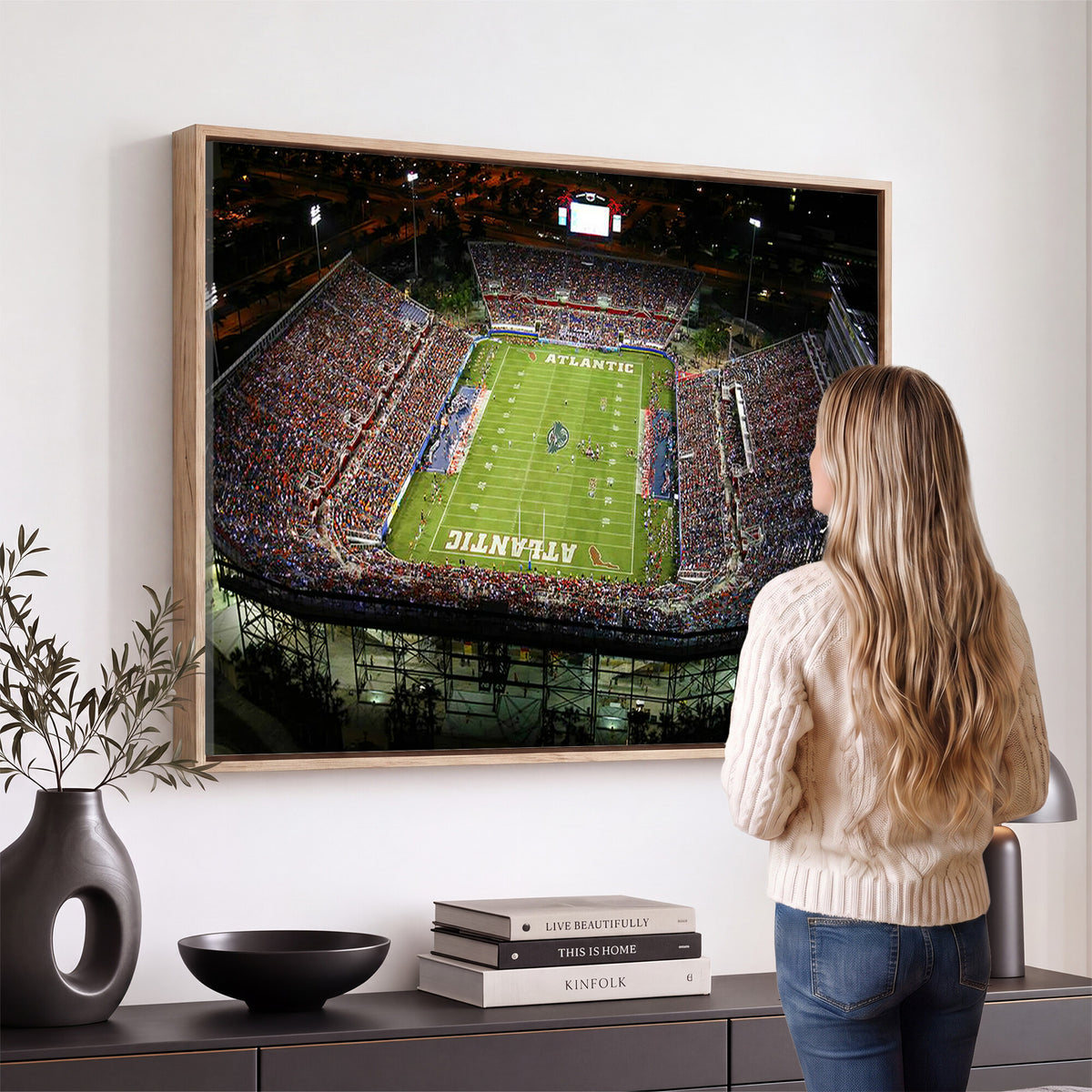 72354-MGV-CV-36X24 - Florida Atlantic University Owls Football Team Print - Boca Raton FAU Stadium Wall Art Canvas Print