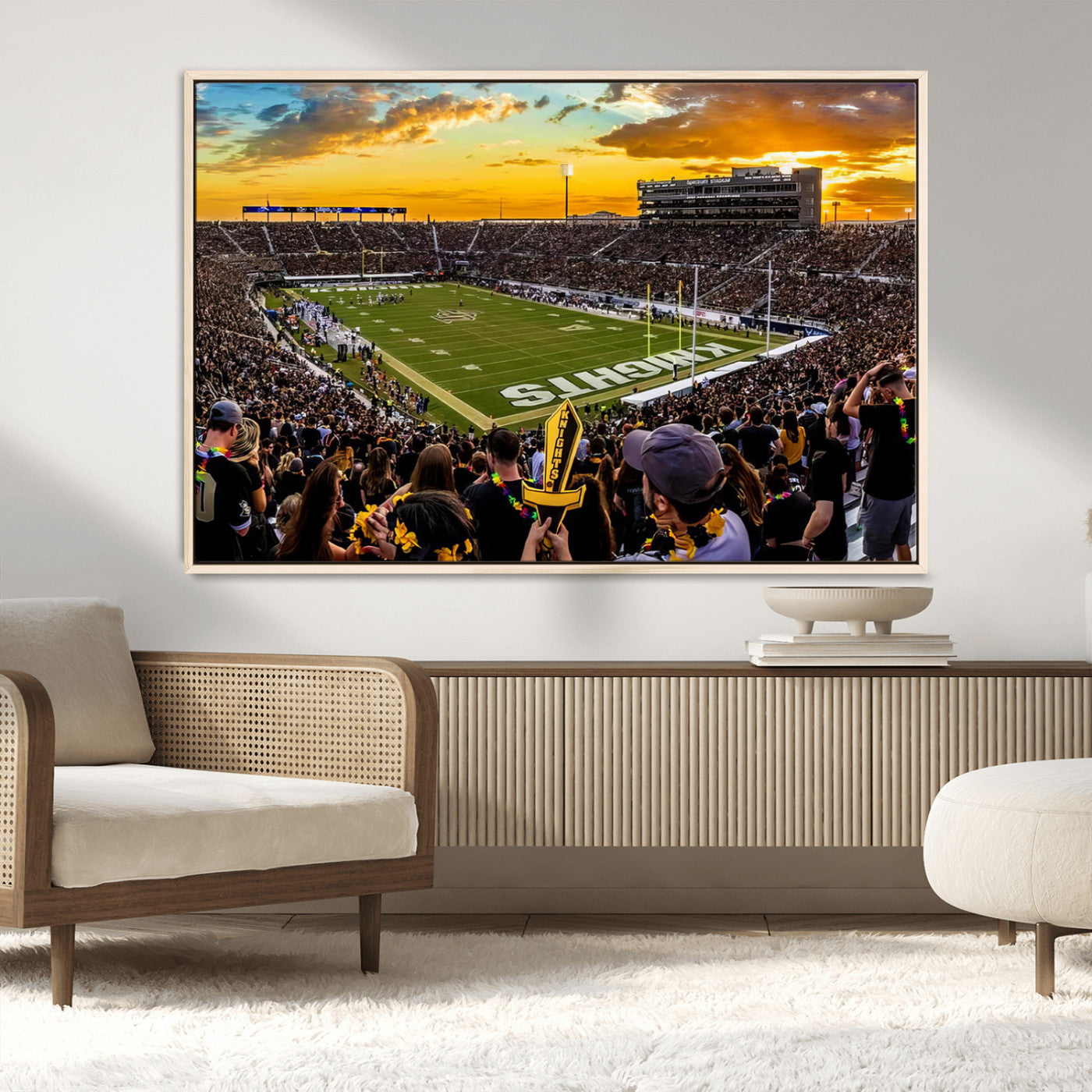 MGV-FC-36X24 - UCF Knights Football Team Print - Orlando FBC Mortgage Stadium, UCF Knights Wall Art Canvas Print