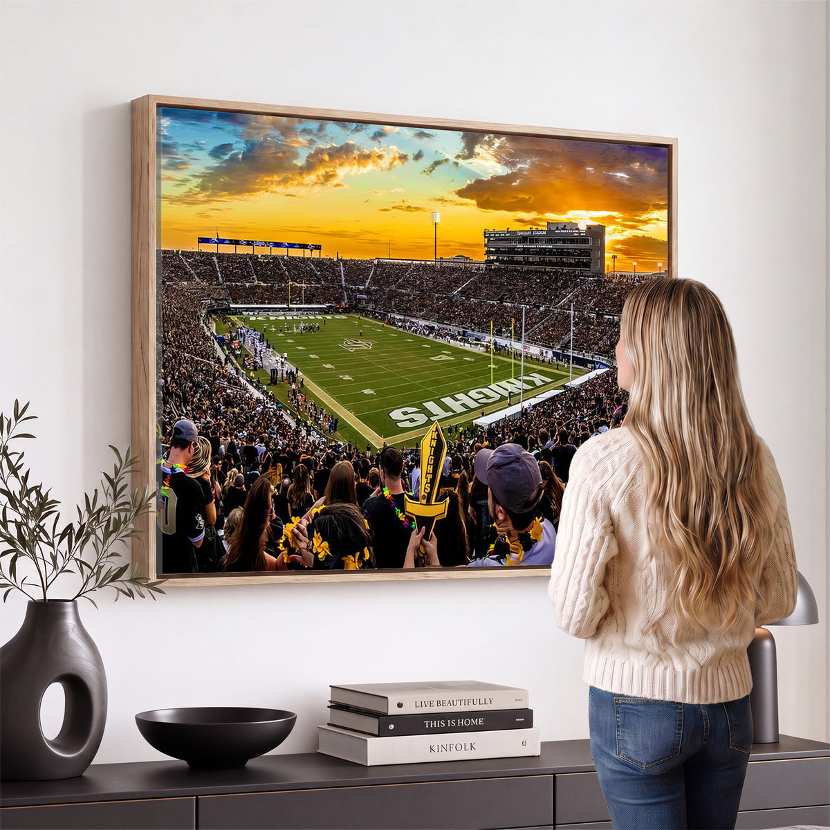 66803-MGV-CV-36X24 - UCF Knights Football Team Print - Orlando FBC Mortgage Stadium, UCF Knights Wall Art Canvas Print