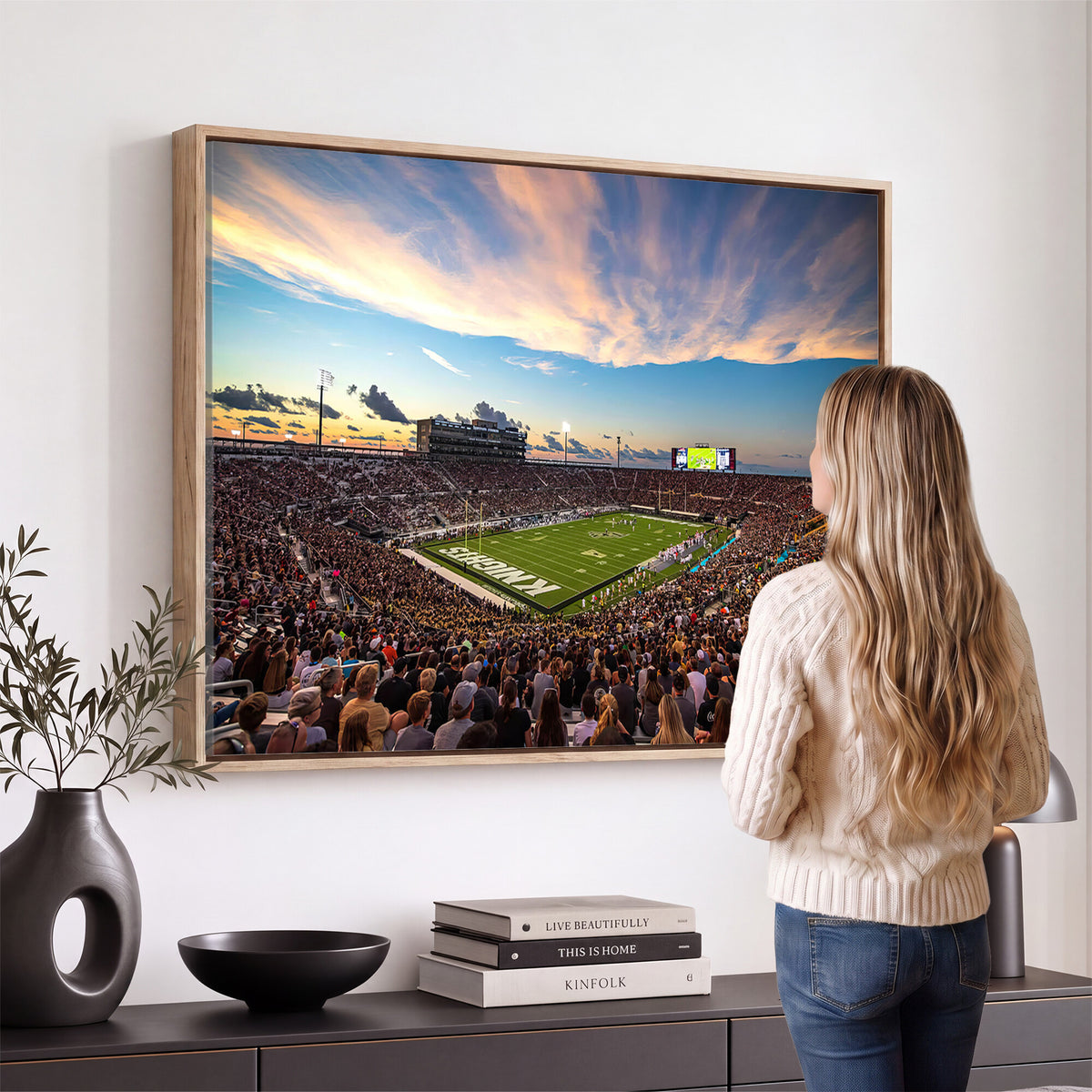 50243-MGV-CV-36X24 - UCF Knights Football Team Print - Orlando FBC Mortgage Stadium Wall Art Canvas Print