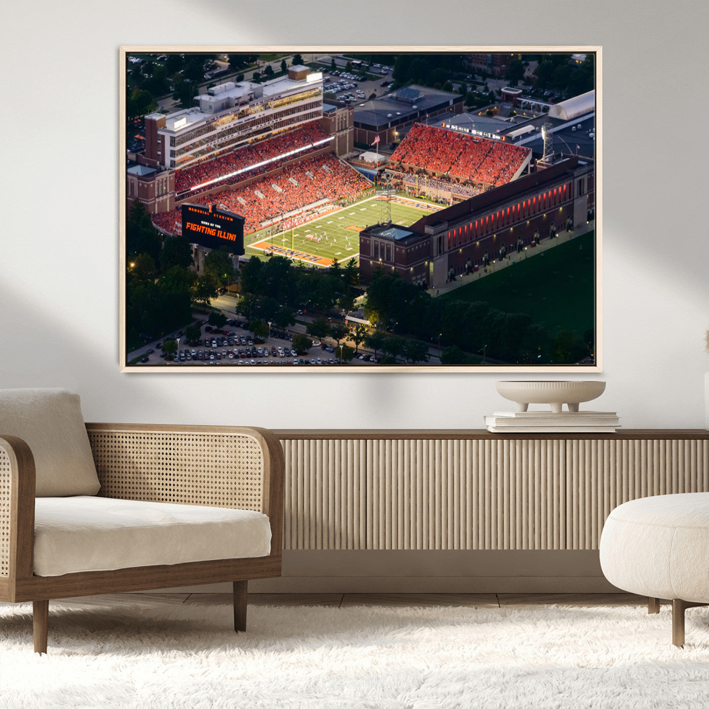 MGV-FC-36X24 - University of Illinois Fighting Illini Football Team Print - Champaign Illinois Memorial Stadium