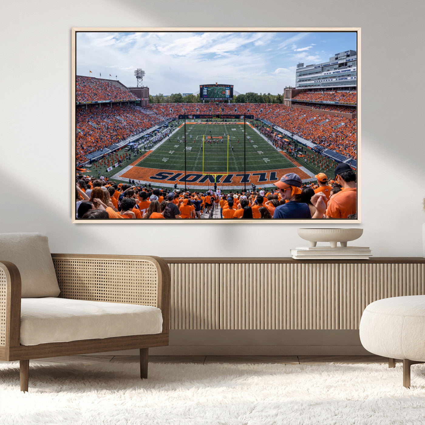 MGV-FC-36X24 - University of Illinois Fighting Illini Football Team Print Canvas - Champaign Illinois Memorial