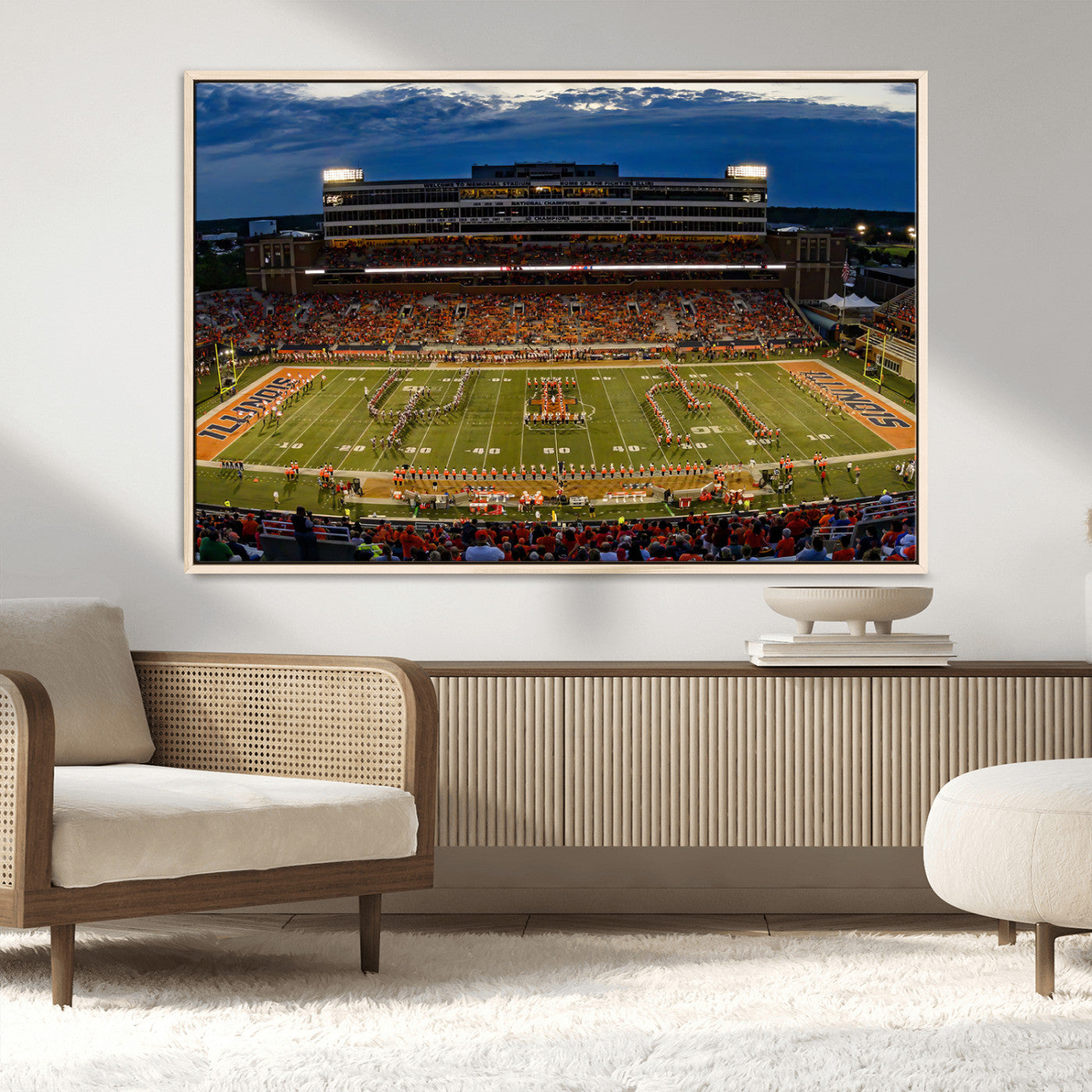 MGV-FC-36X24 - University of Illinois Fighting Illini Football Team Print - Champaign Illinois Memorial Stadium