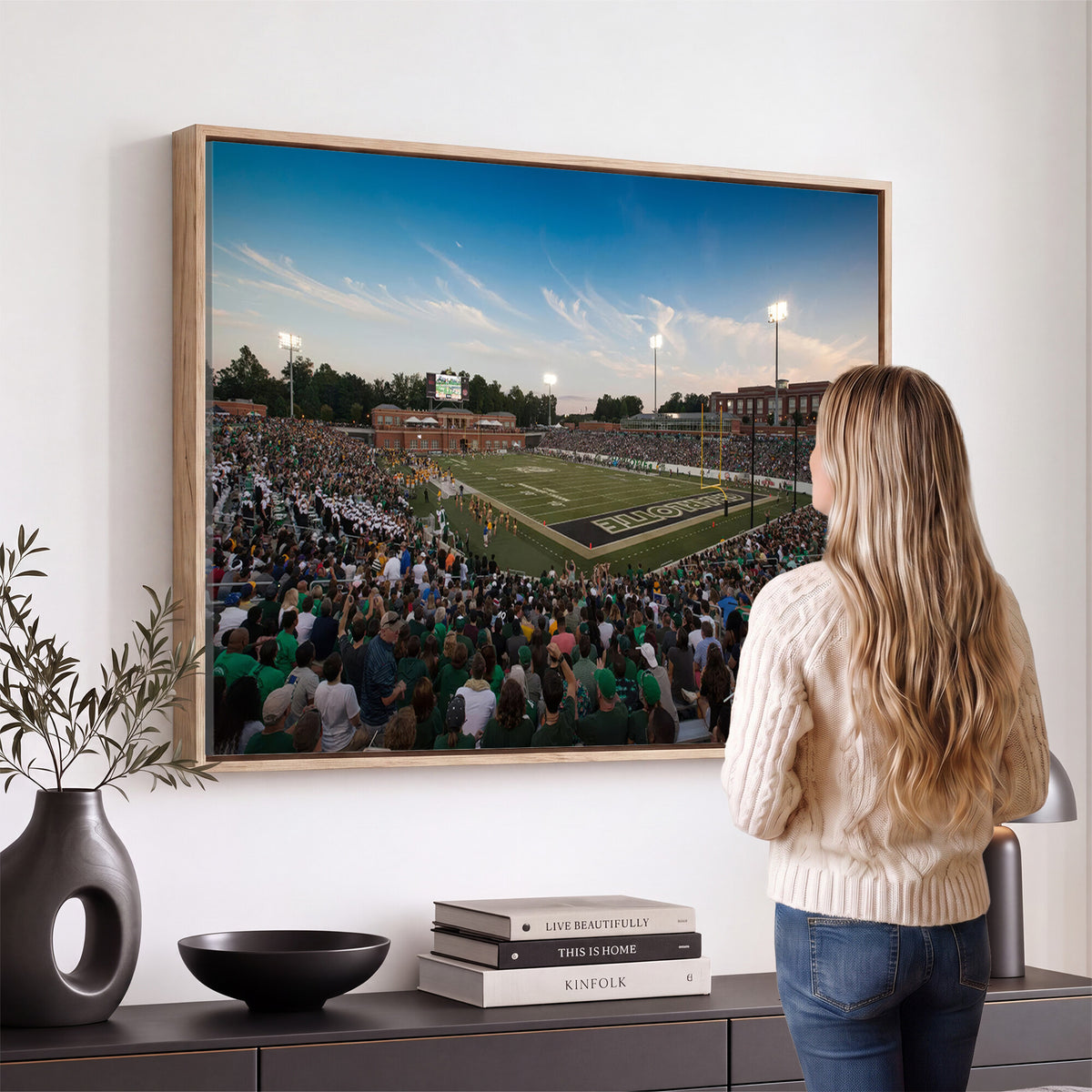 12290-MGV-CV-36X24 - University of Charlotte 49ers Football Team Print - Charlotte Jerry Richardson Stadium Wall Art