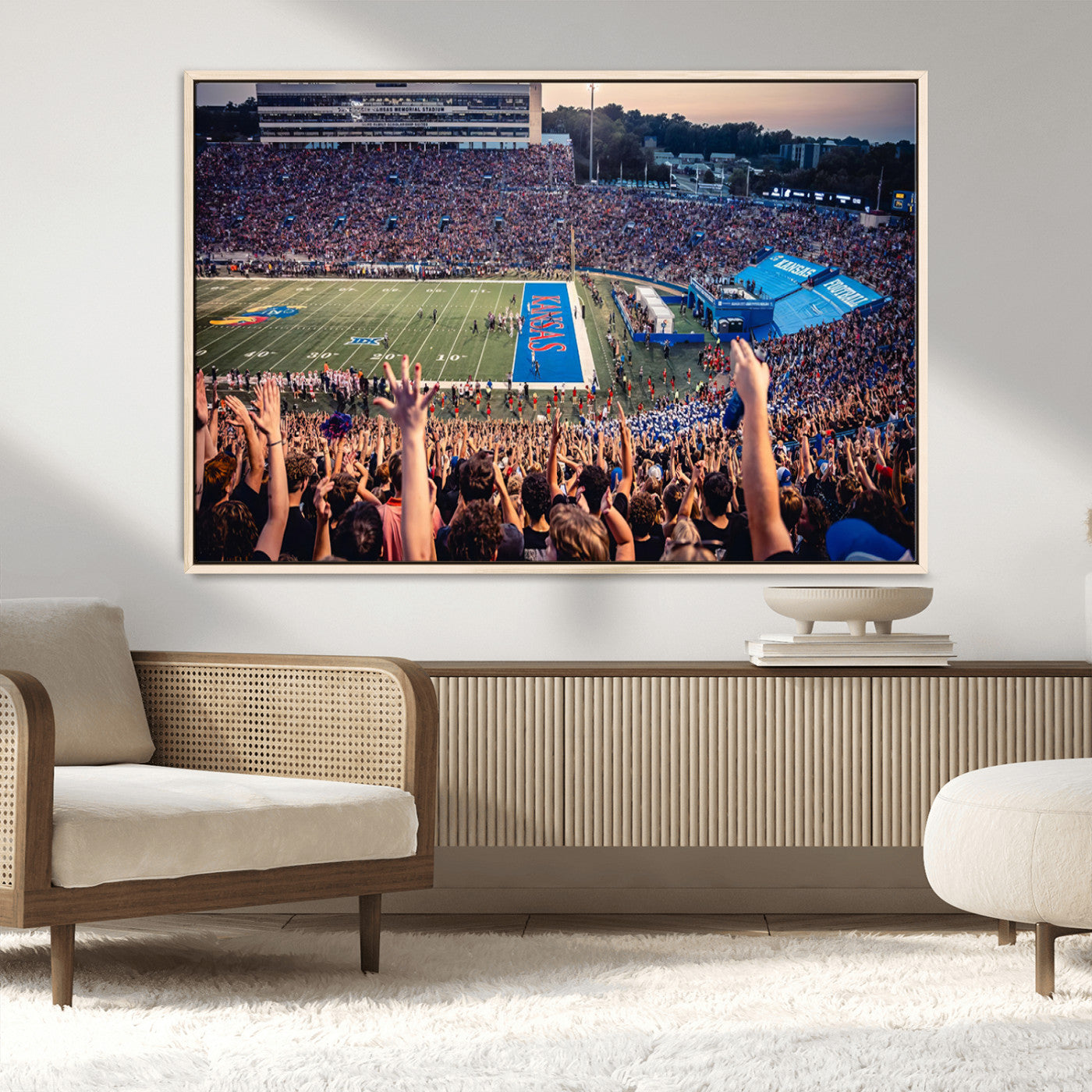 MGV-FC-36X24 - University of Kansas Jayhawks Football Team Art Print - Lawrence Kansas Memorial Stadium Wall Art
