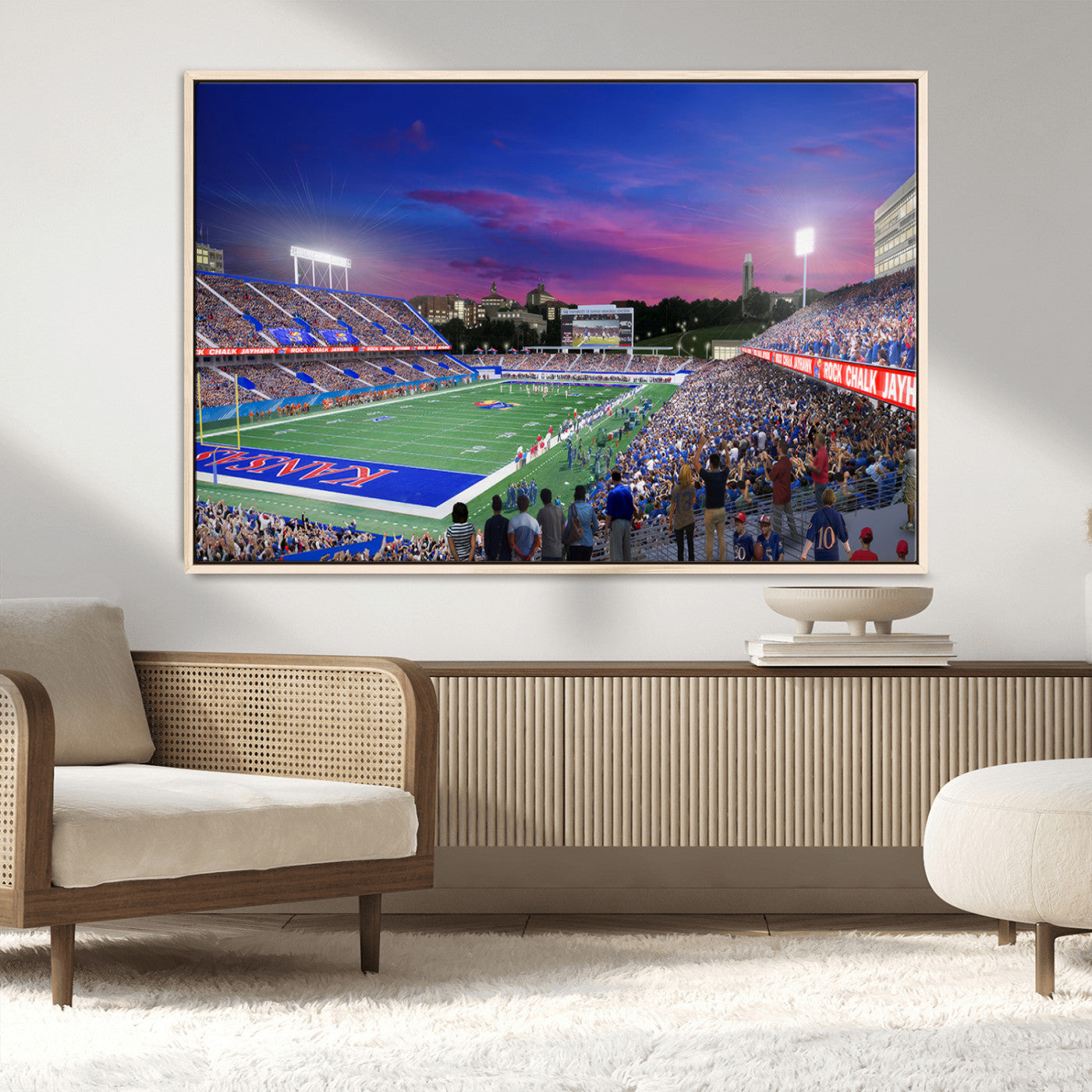 MGV-FC-36X24 - University of Kansas Jayhawks Football Team Print Canvas- Lawrence Kansas Memorial Stadium Wall Art